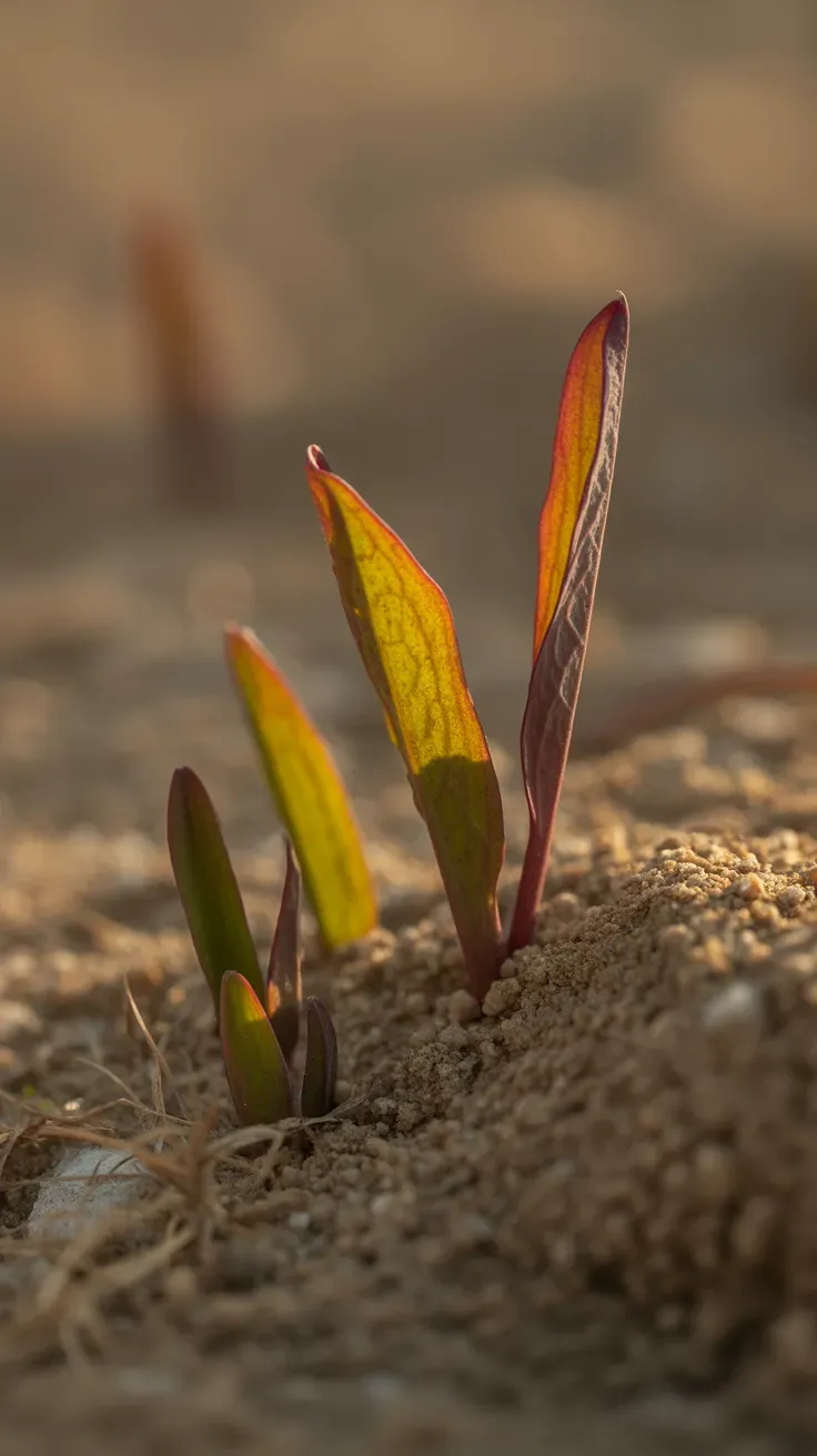 Arrow-shaped sheep sorrel leaves growing in sandy acidic soil patch