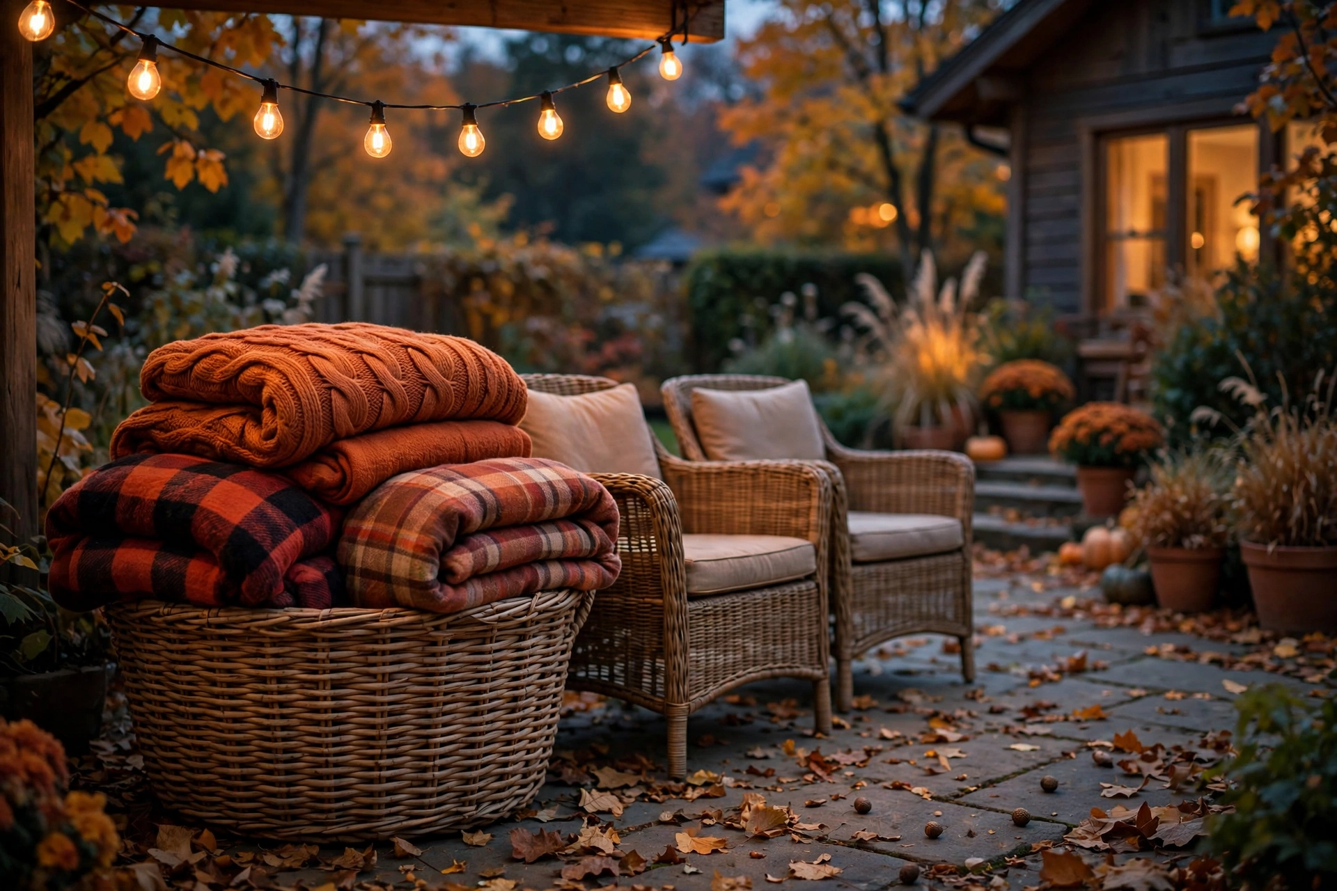 Blanket Basket Corner Under Lights
