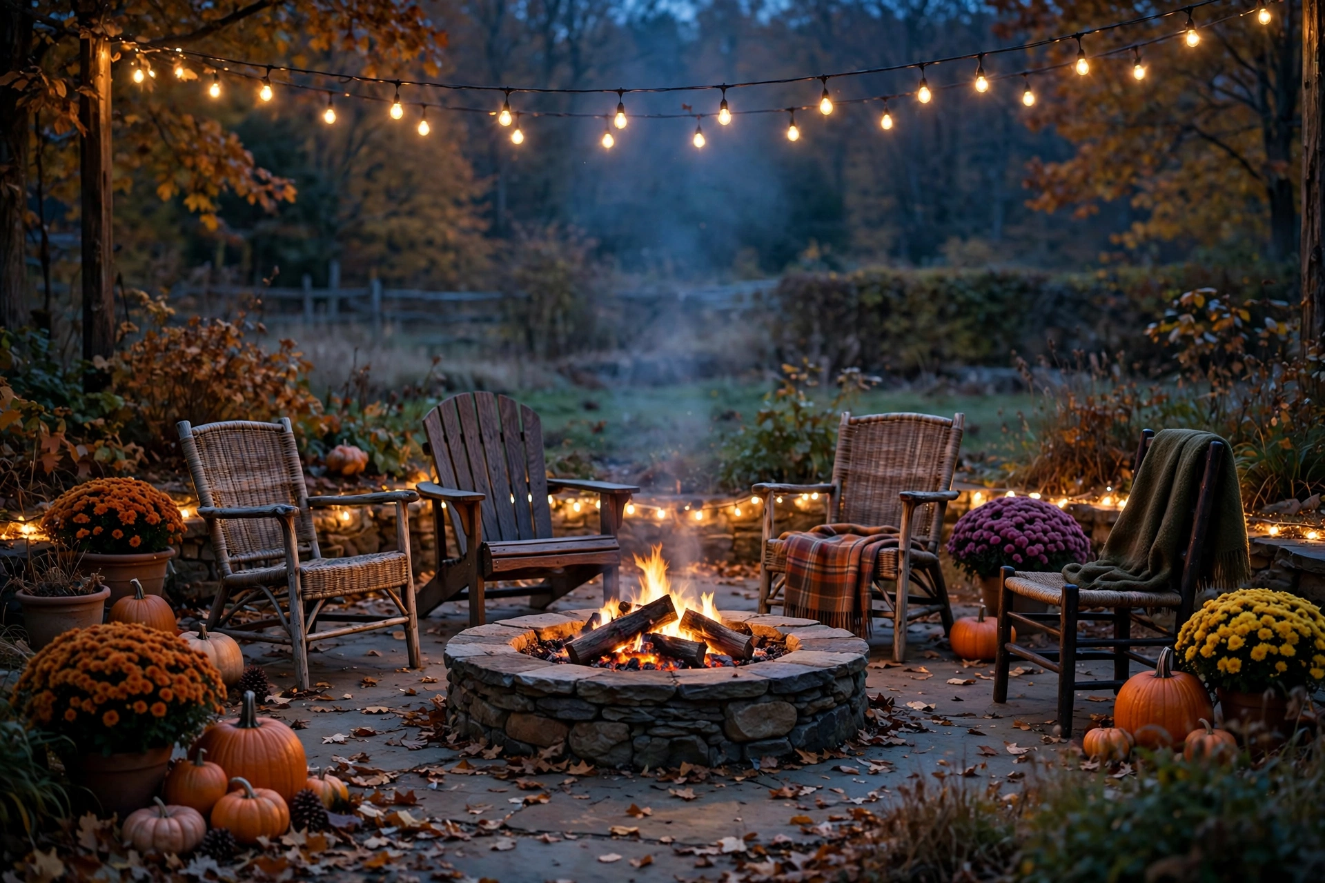 Fire Pit and String Light Pairing