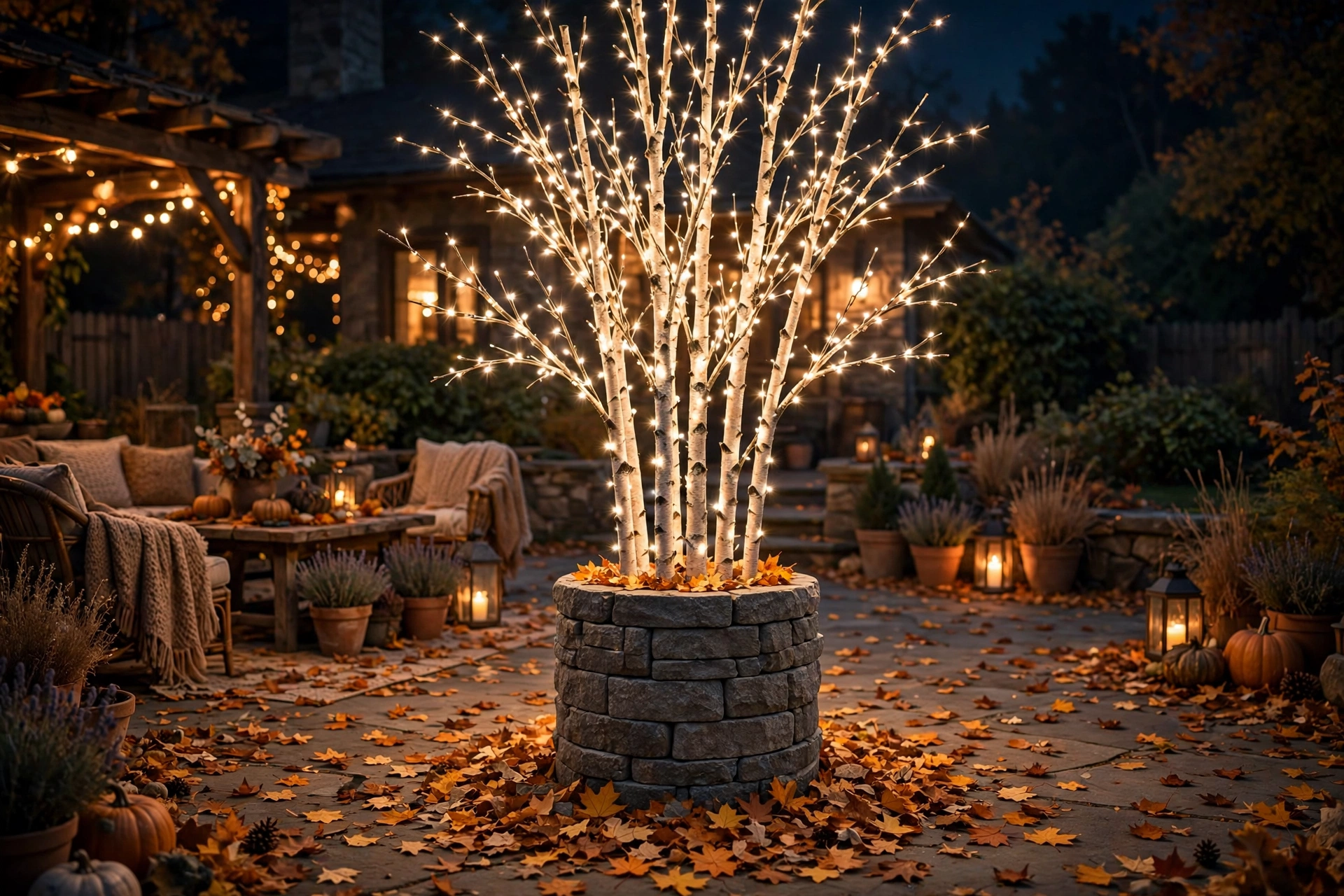 Bare-Branch Light Sculptures