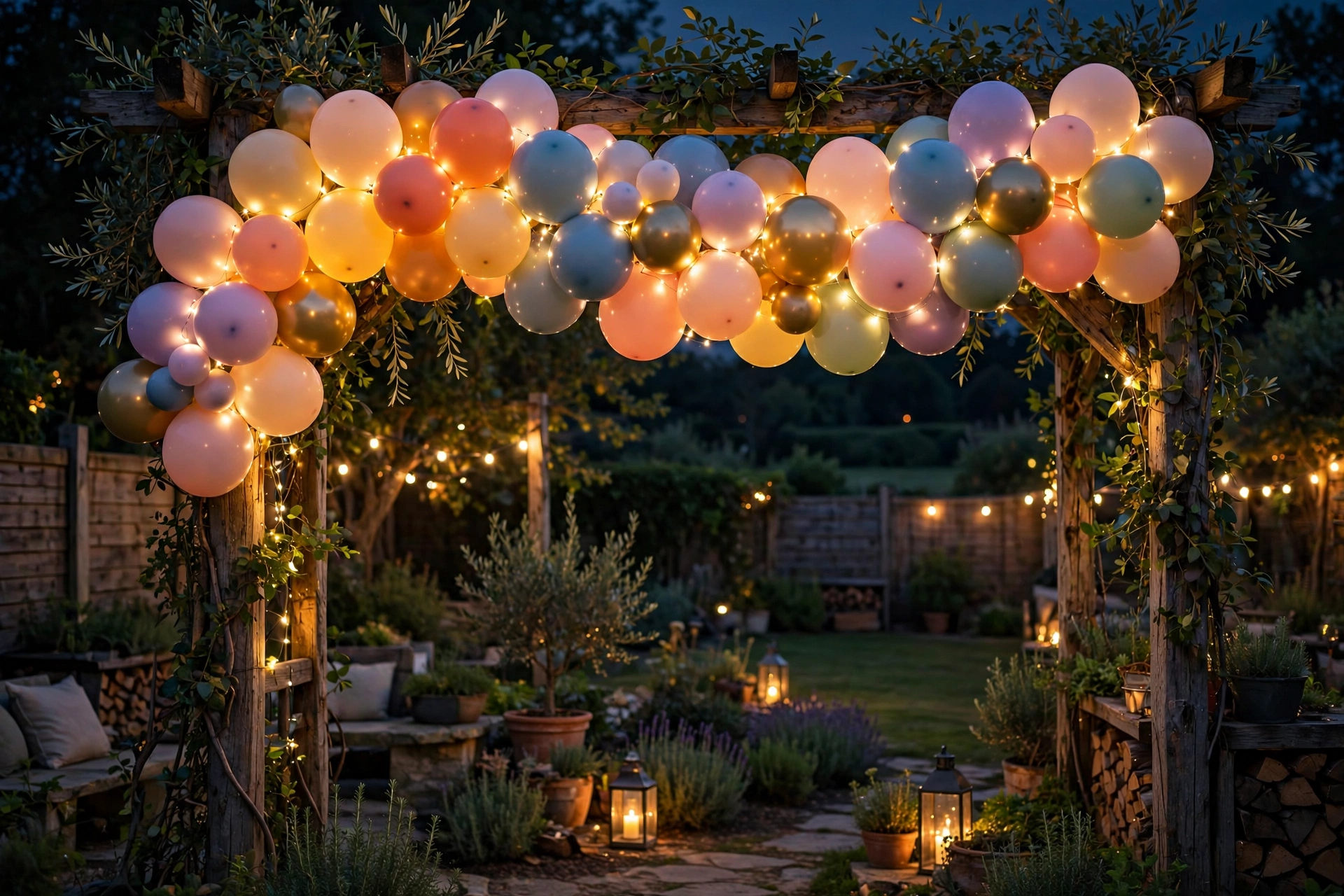 Balloon Garland Woven With Lights
