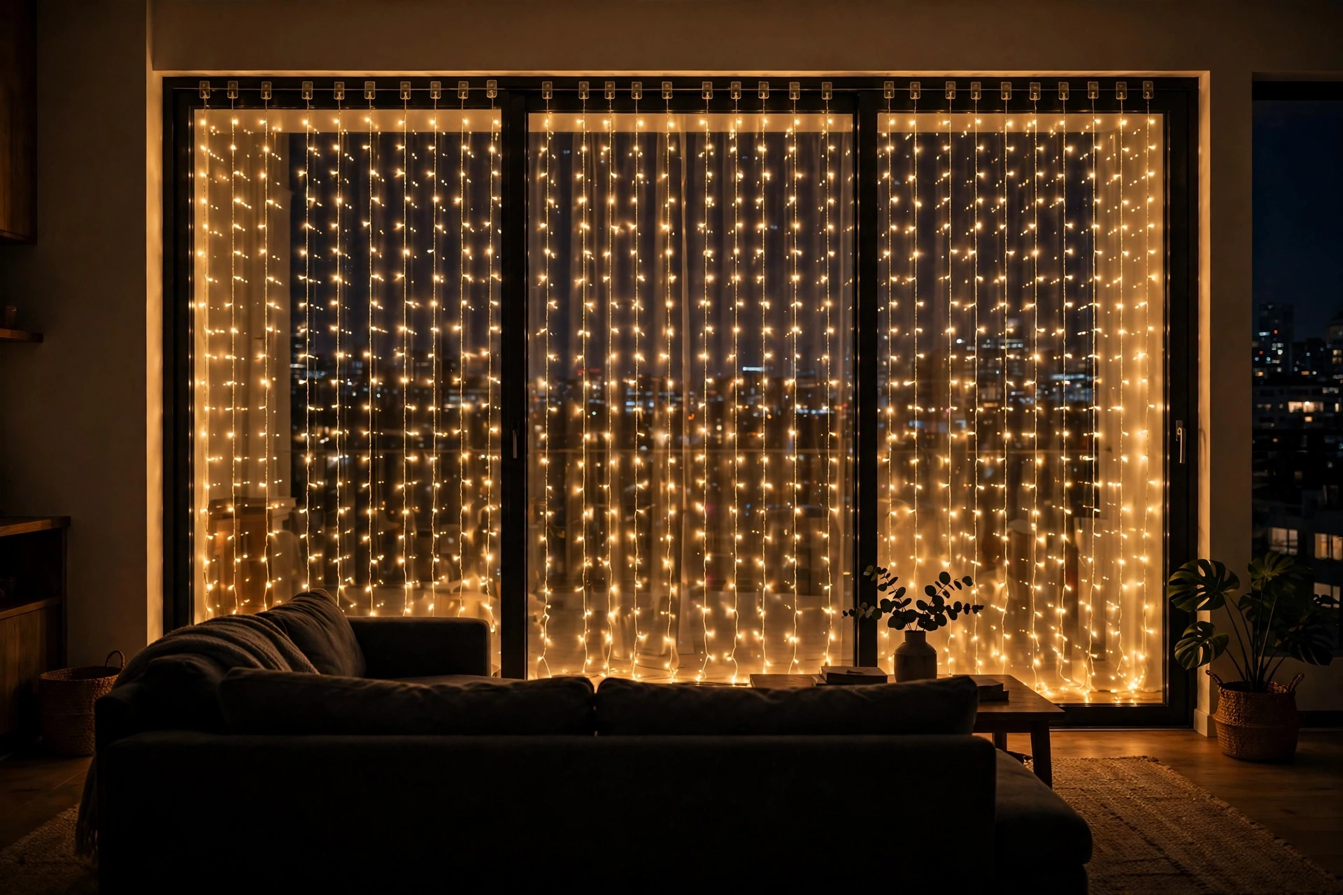 Curtain Lights on the Sliding Door