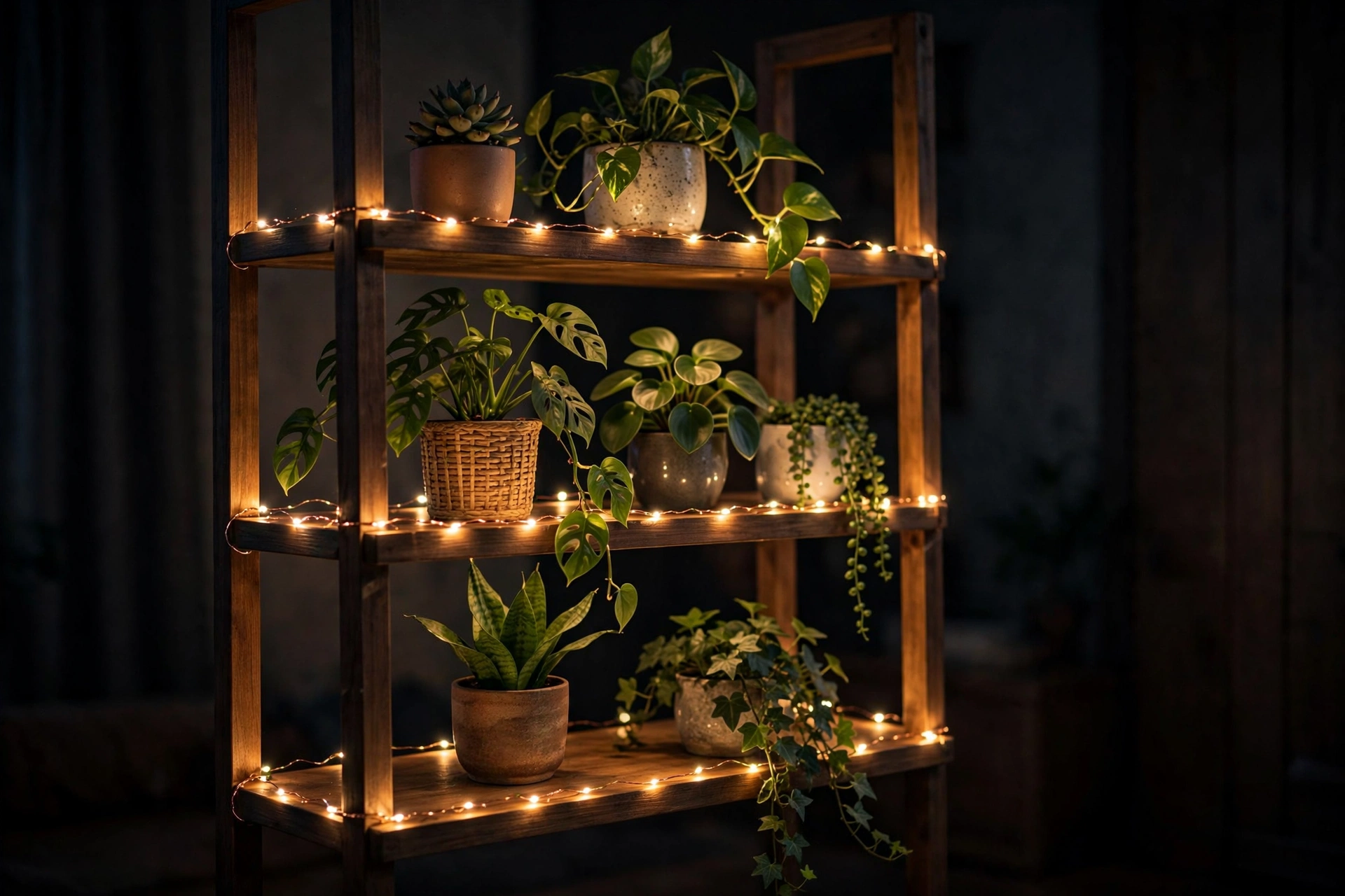 Light Up an Indoor Plant Shelf