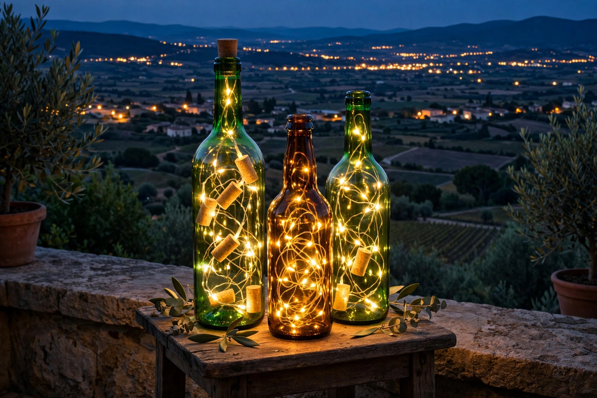 Bottle Lights on the Side Table