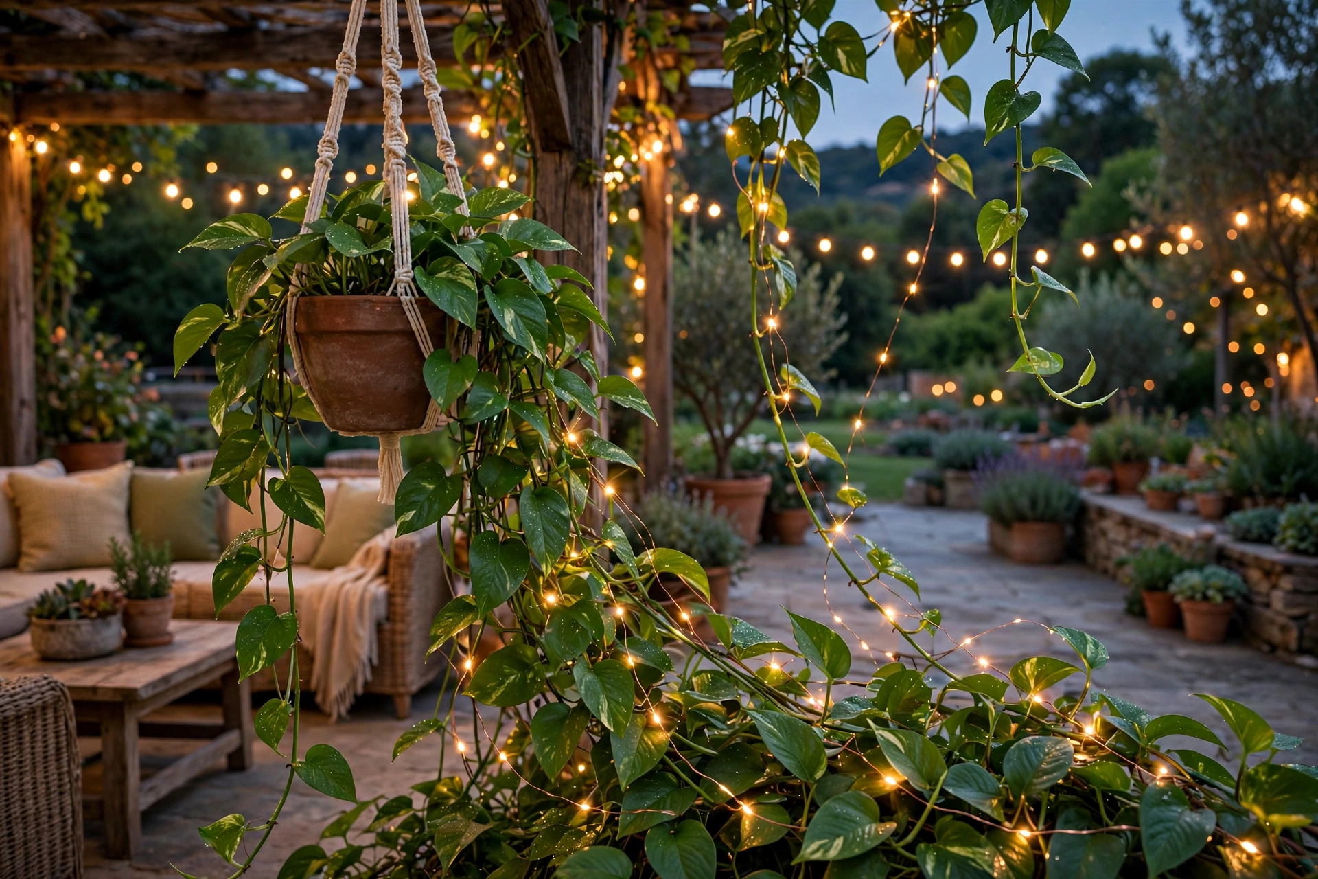 Copper Wire Micro Lights + Trailing Pothos