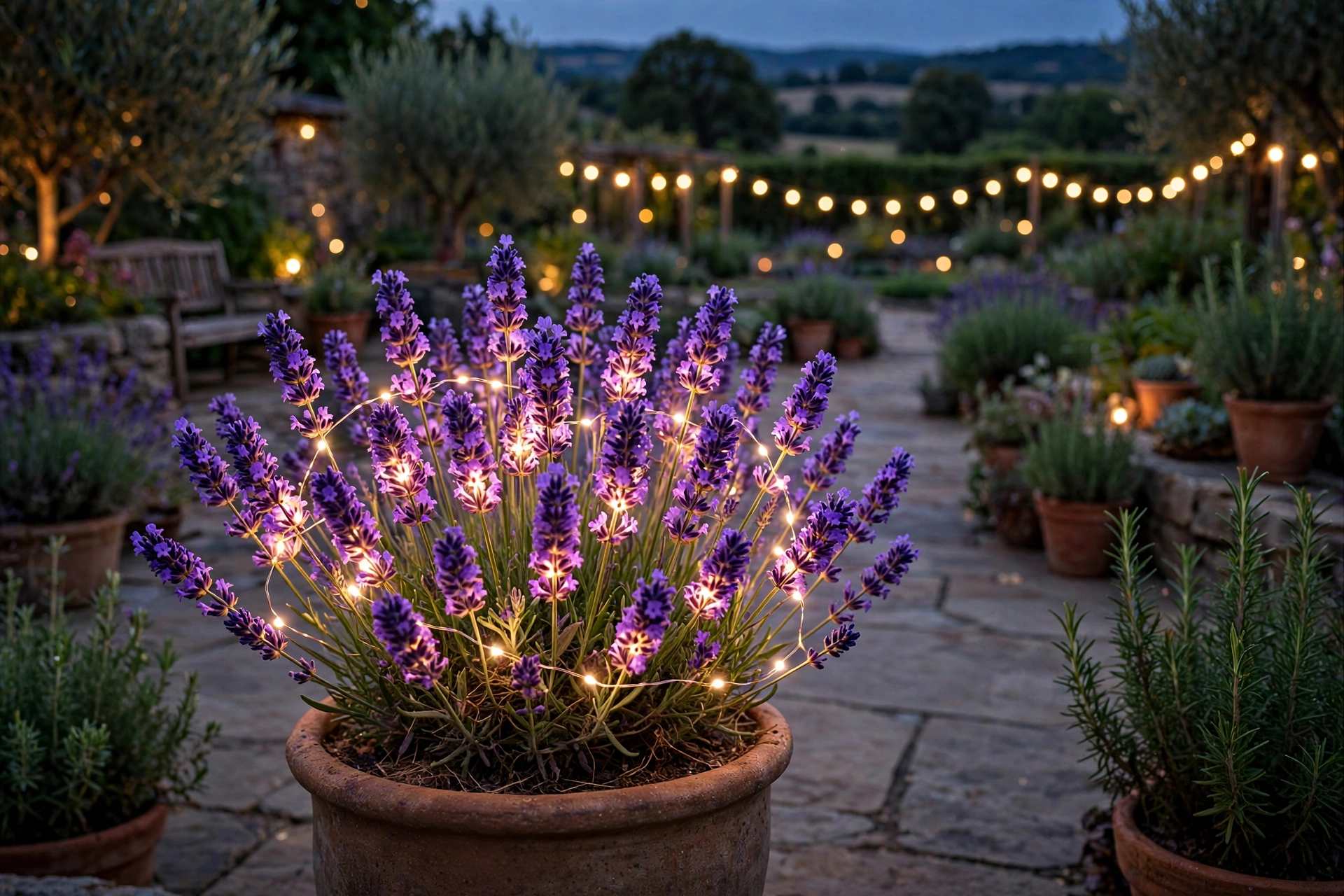Warm White Micro LEDs + Potted Lavender