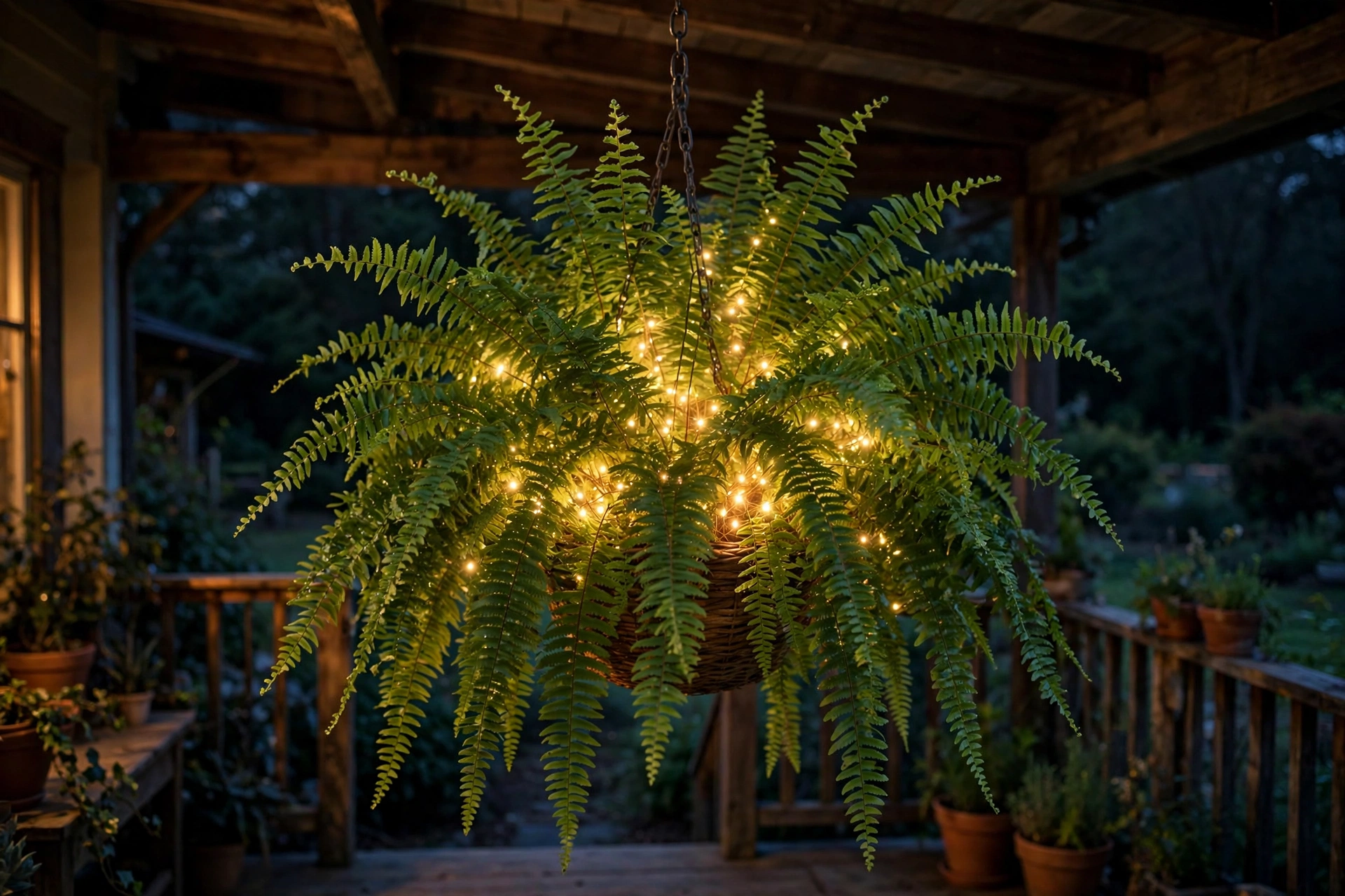 Twinkle Firefly Lights + Boston Fern