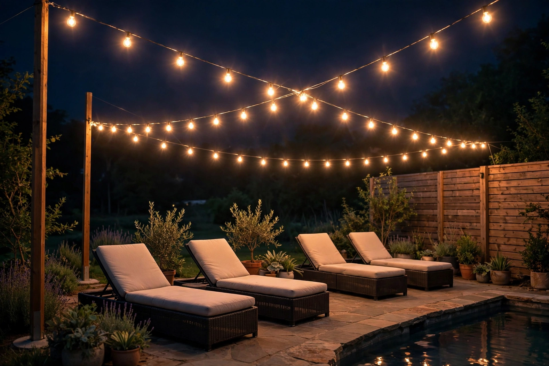 Crisscross Canopy Over the Lounge Chairs