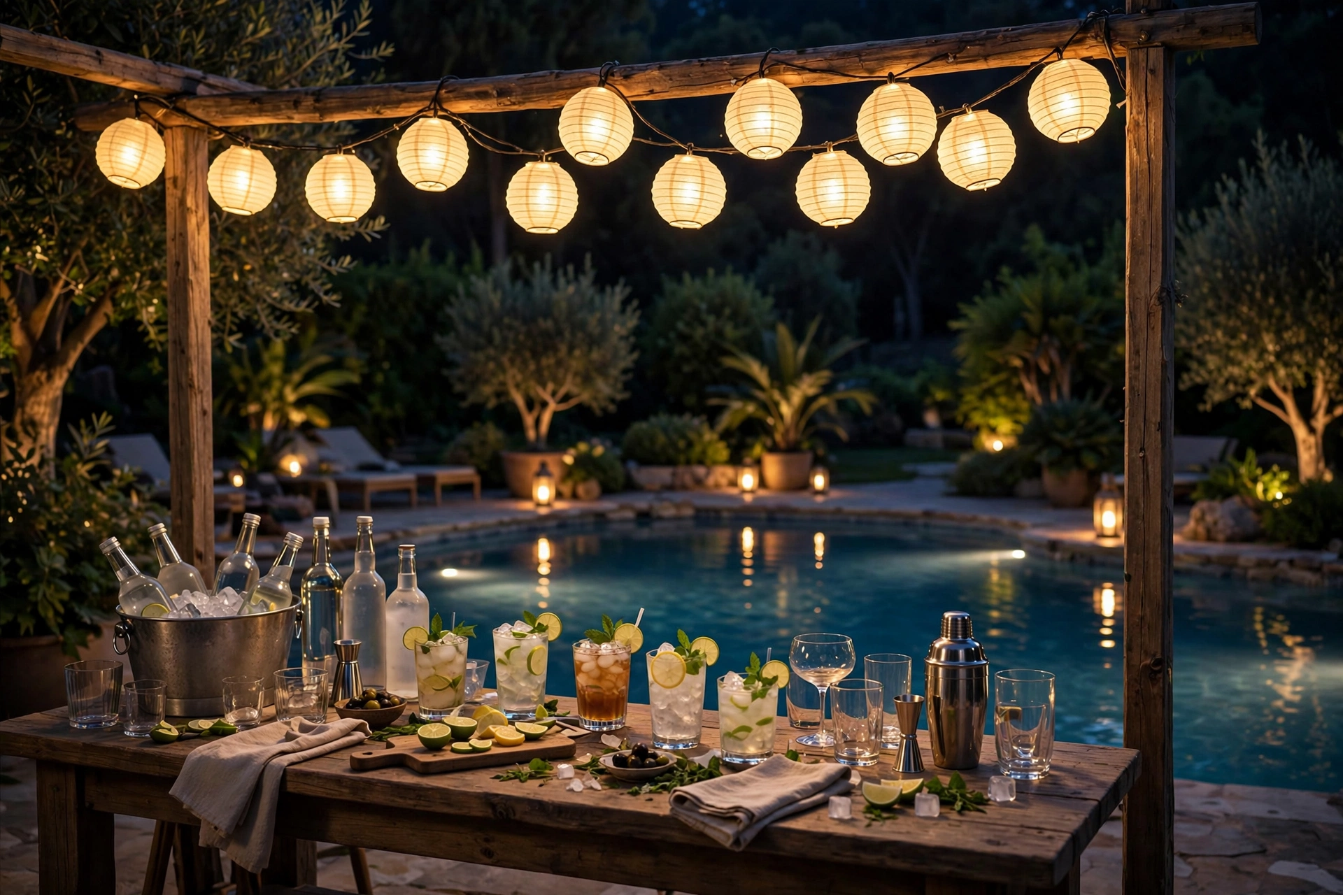 Lantern Strand Over the Outdoor Bar