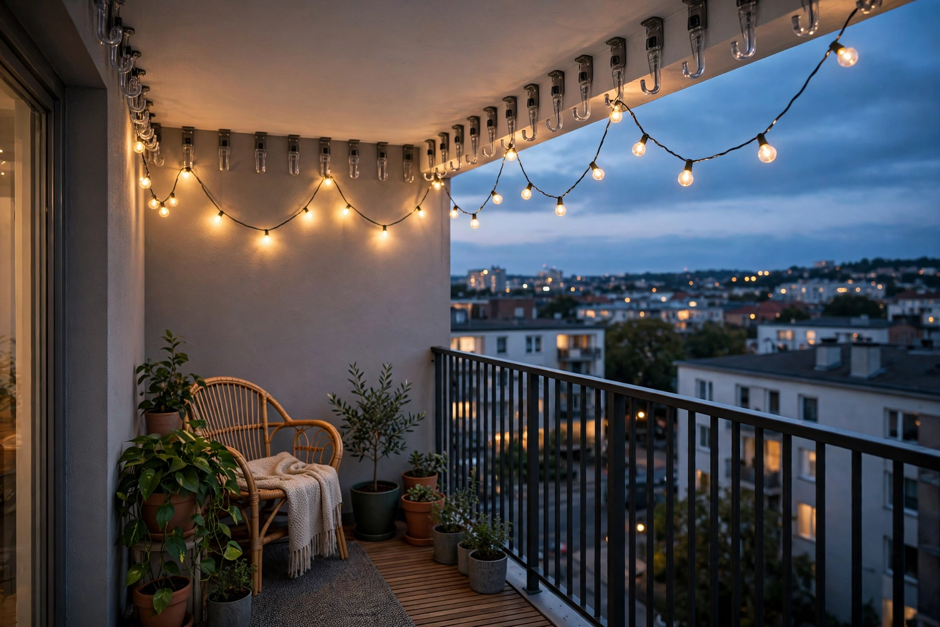 Line the top wall with outdoor adhesive hooks