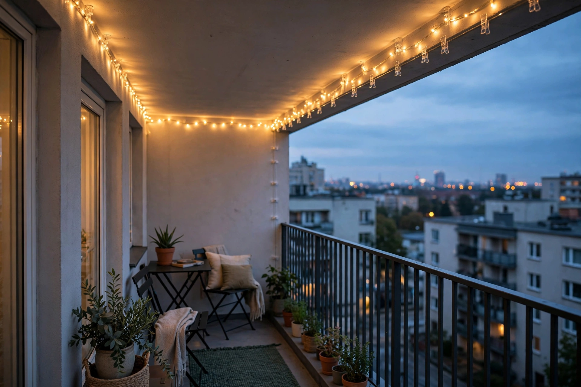 Run lights along the ceiling edge with removable clips