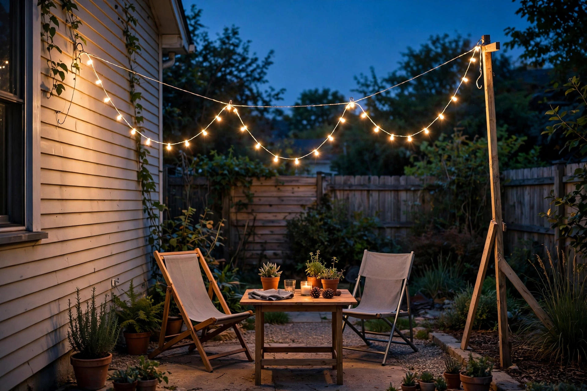 Zigzag one long strand over the seating area (about $18)