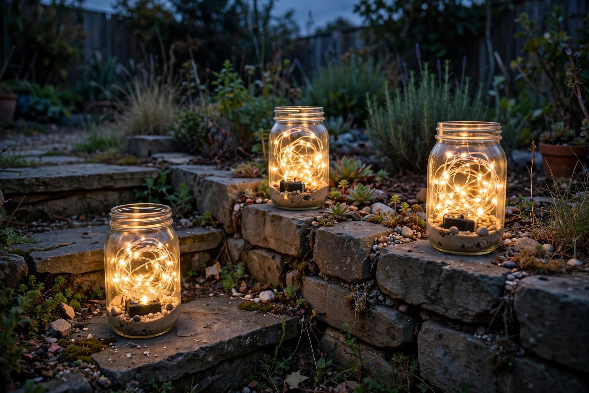 Make dollar-store fairy light jars (about $8 for three)