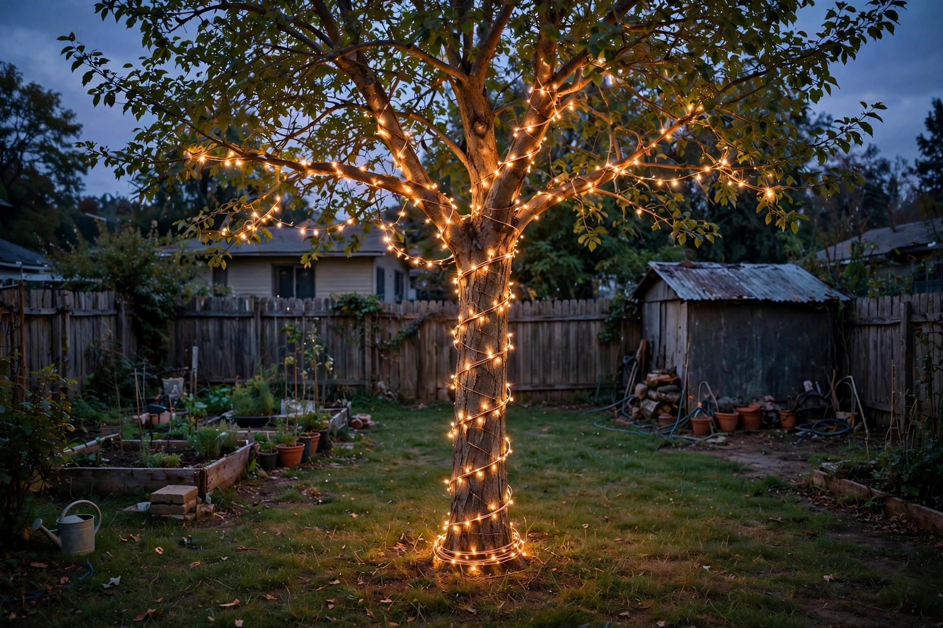 Wrap the trees you already have (cost of one strand, about $14)