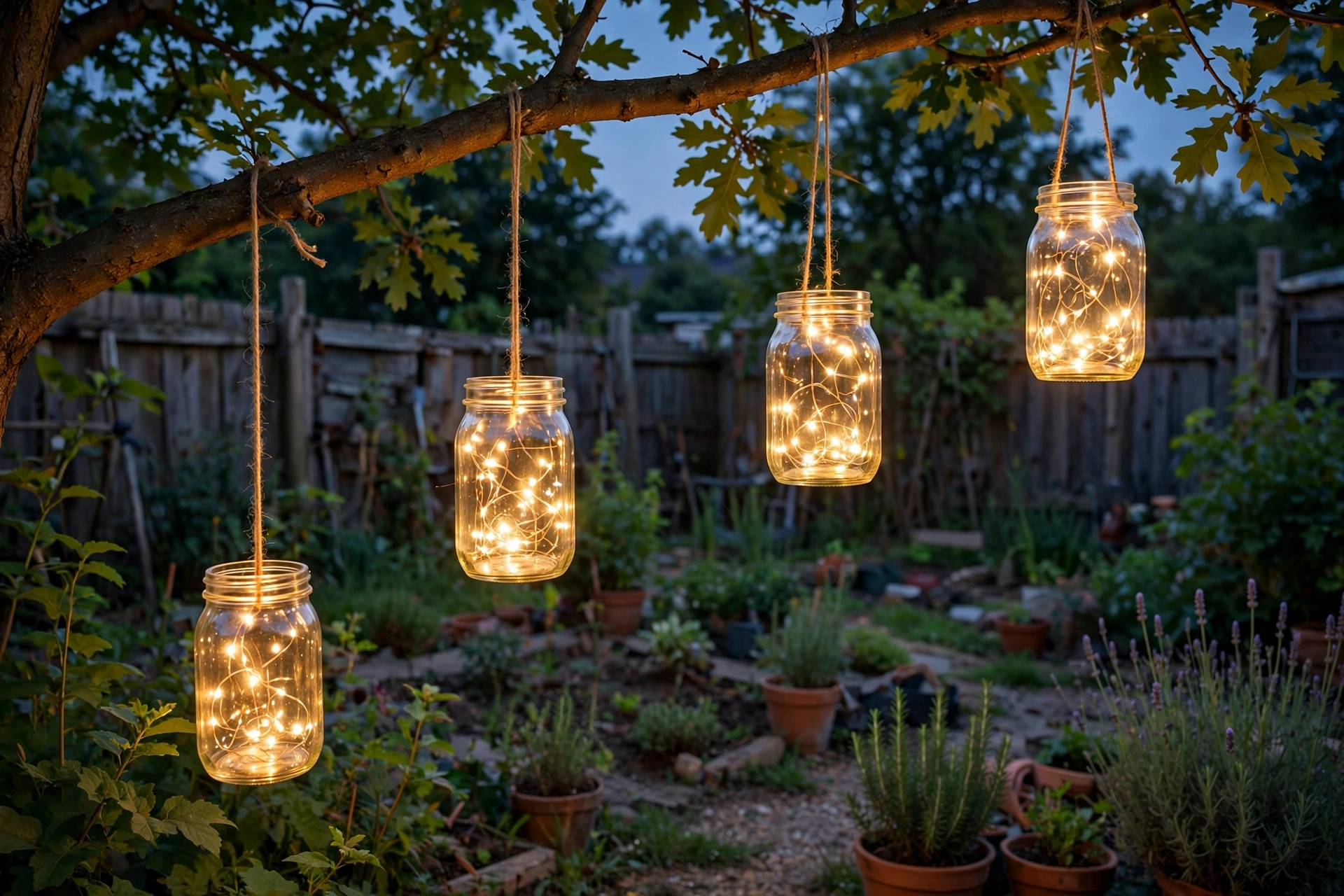 Turn mason jars into hanging lanterns (about $12 for four)