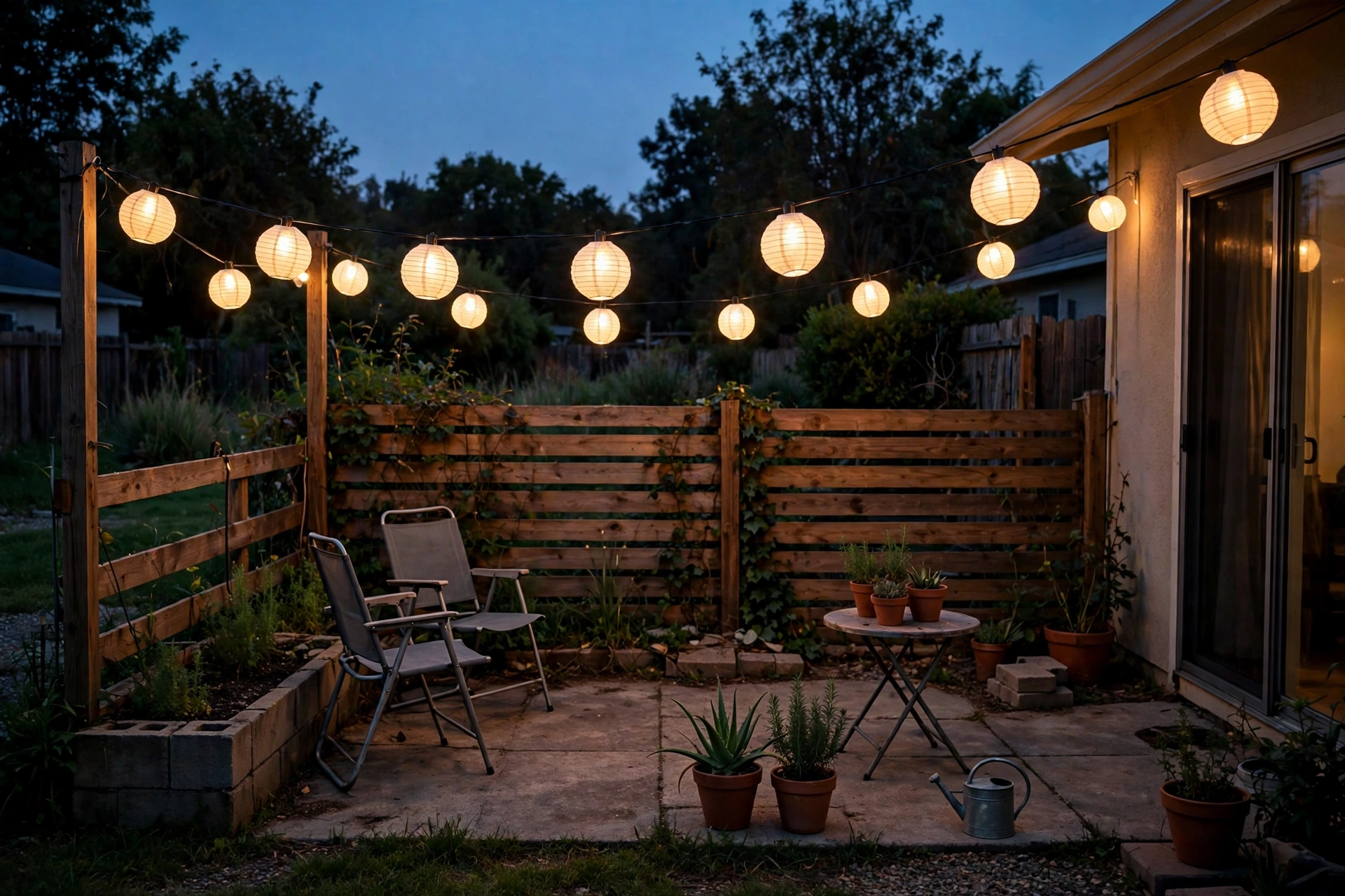 Slip paper lantern covers over cheap LEDs (about $20)