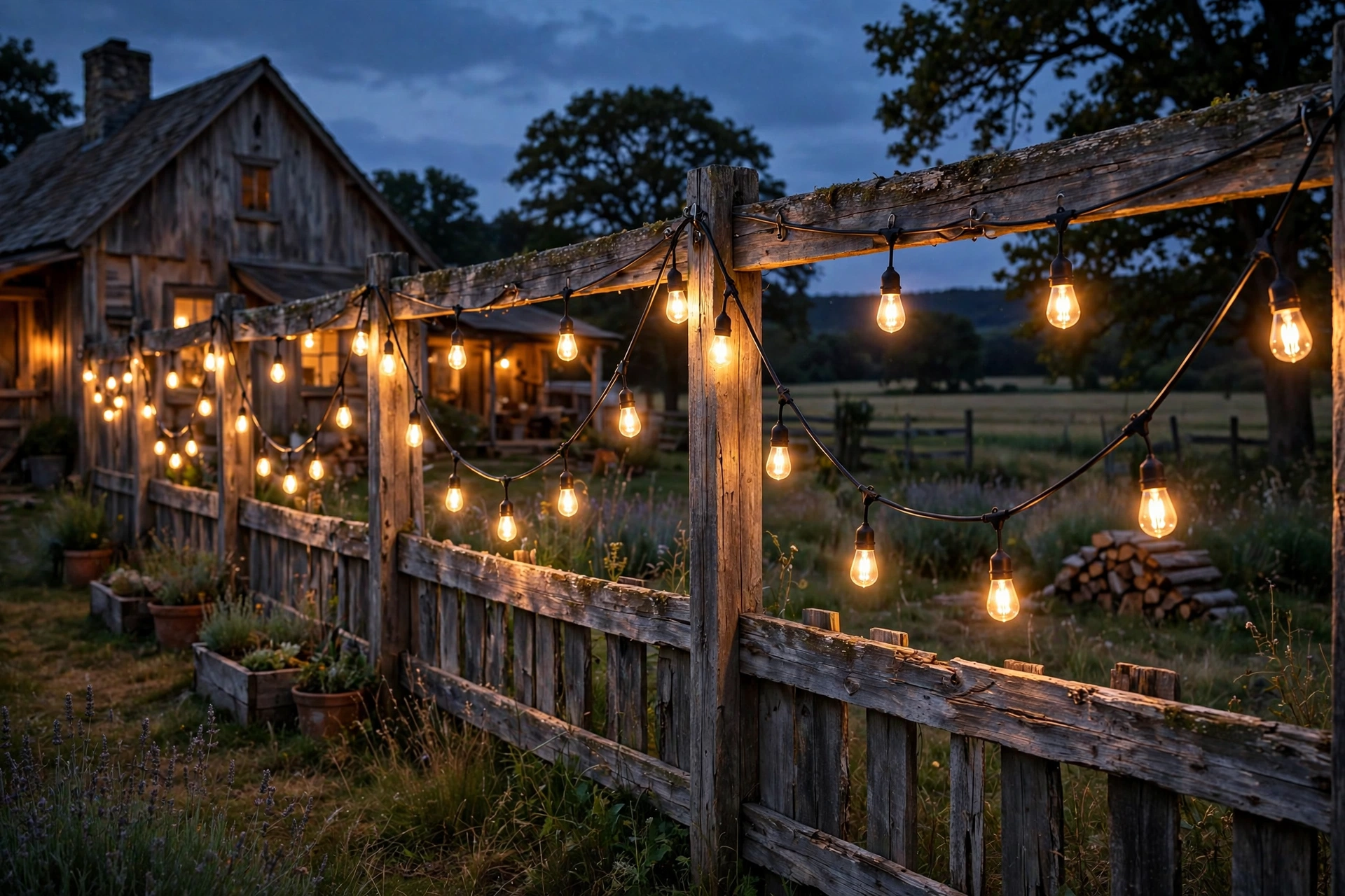 Fence-Line Edison Swags