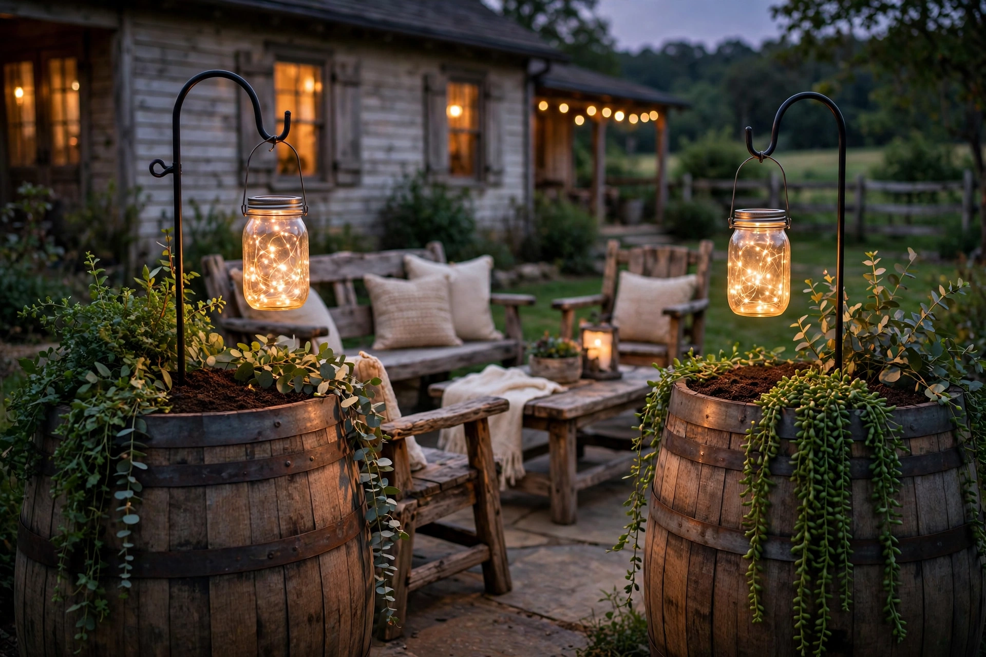 Whiskey Barrel Light Planters