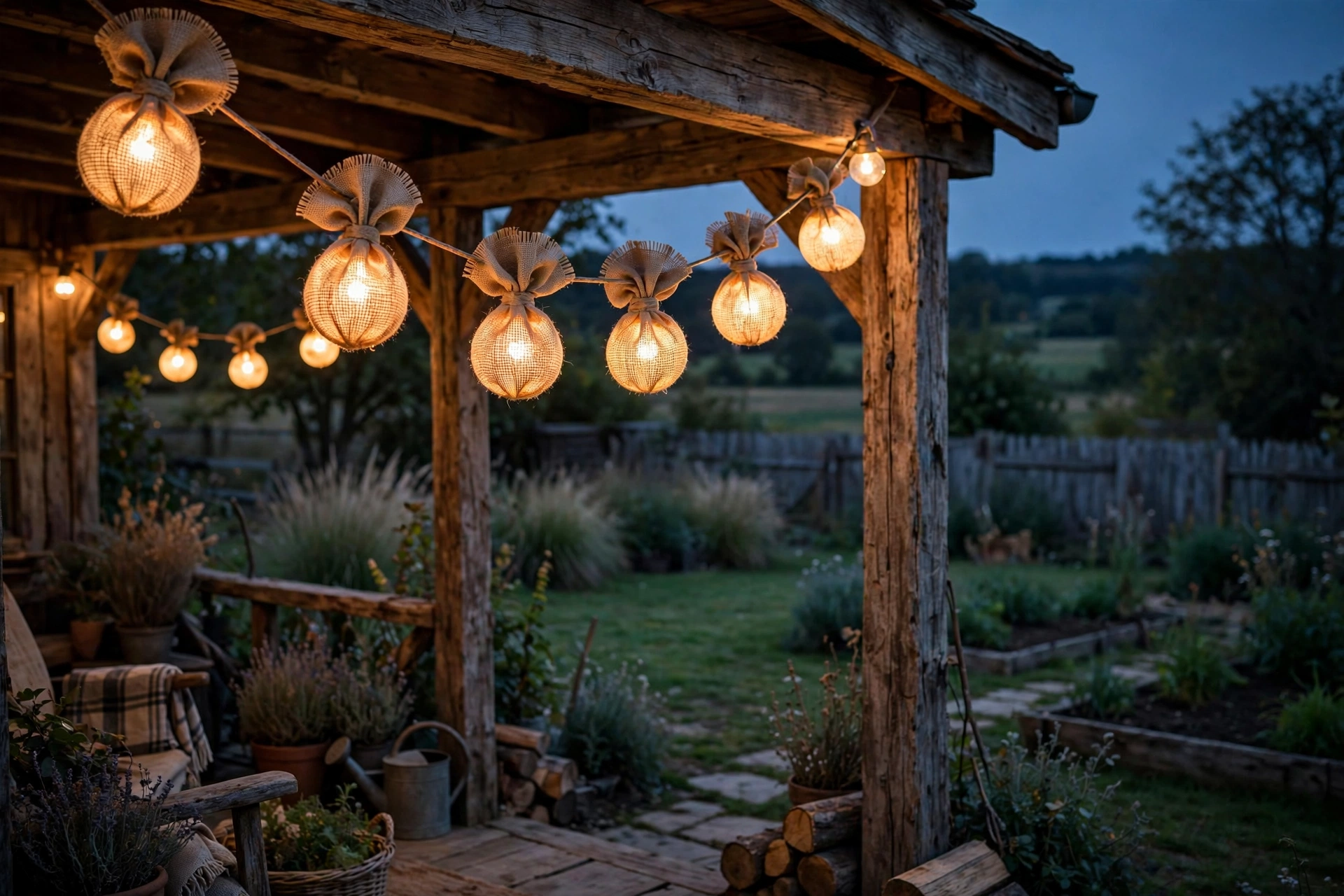 Burlap-Wrapped Bulb Strands