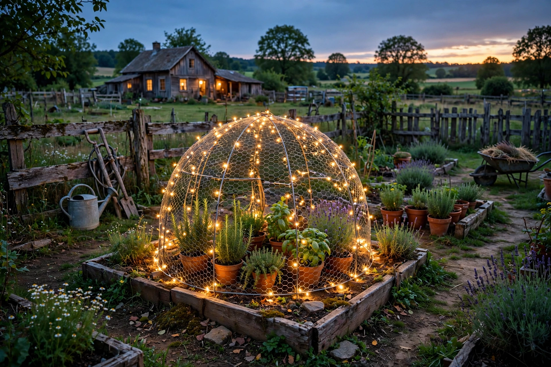 Chicken Wire Cloche Lights