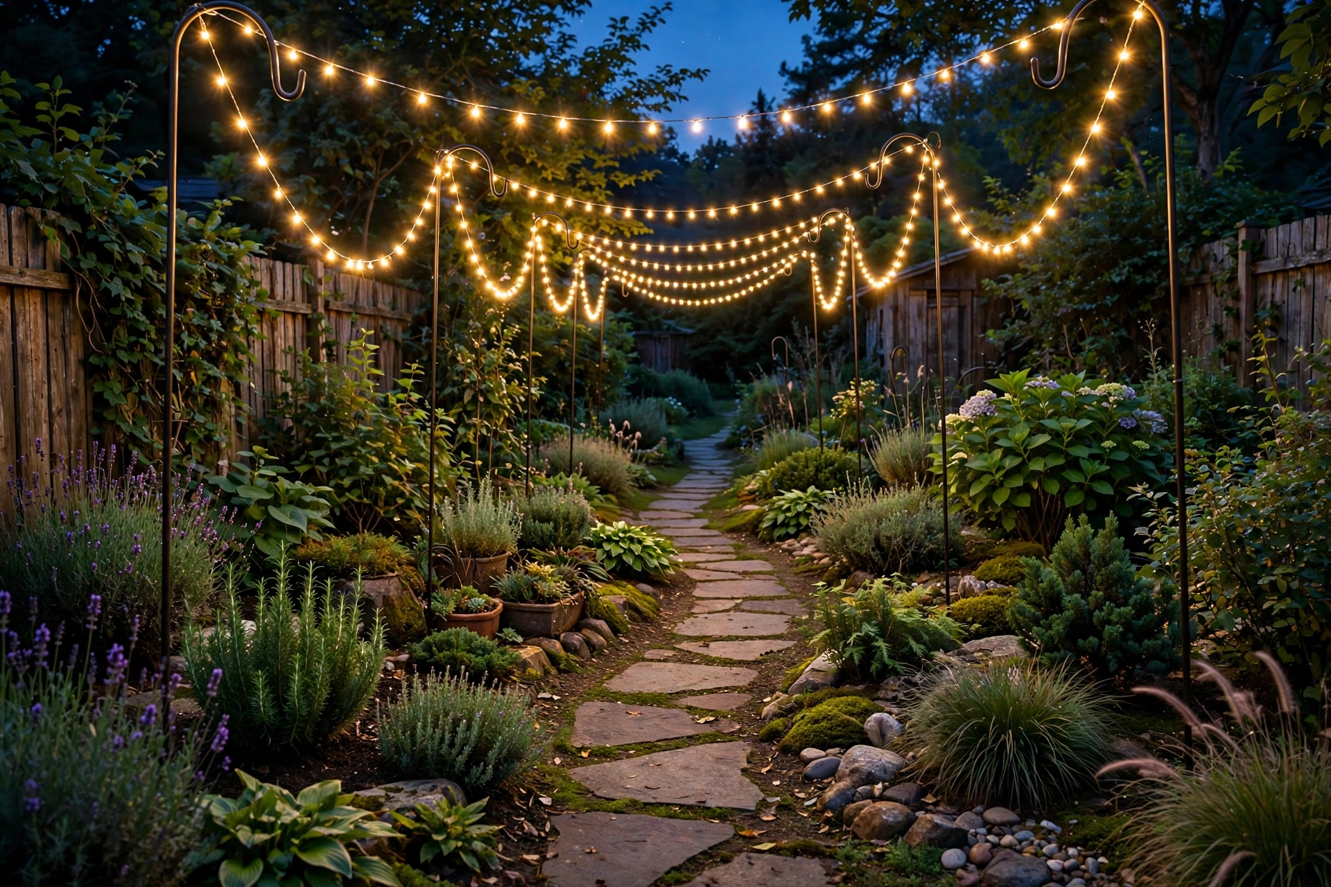 Line the garden path with lights on shepherd's hooks