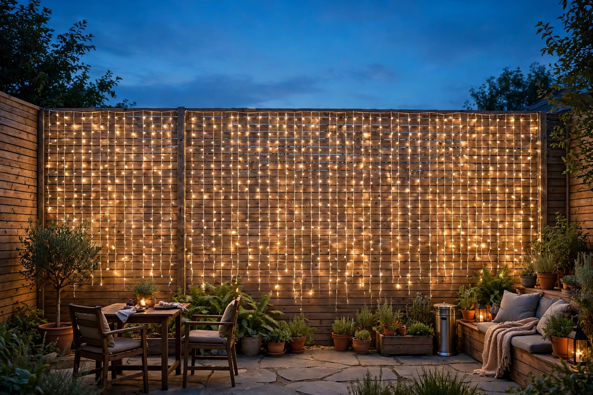 Hang a curtain of lights on a blank wall