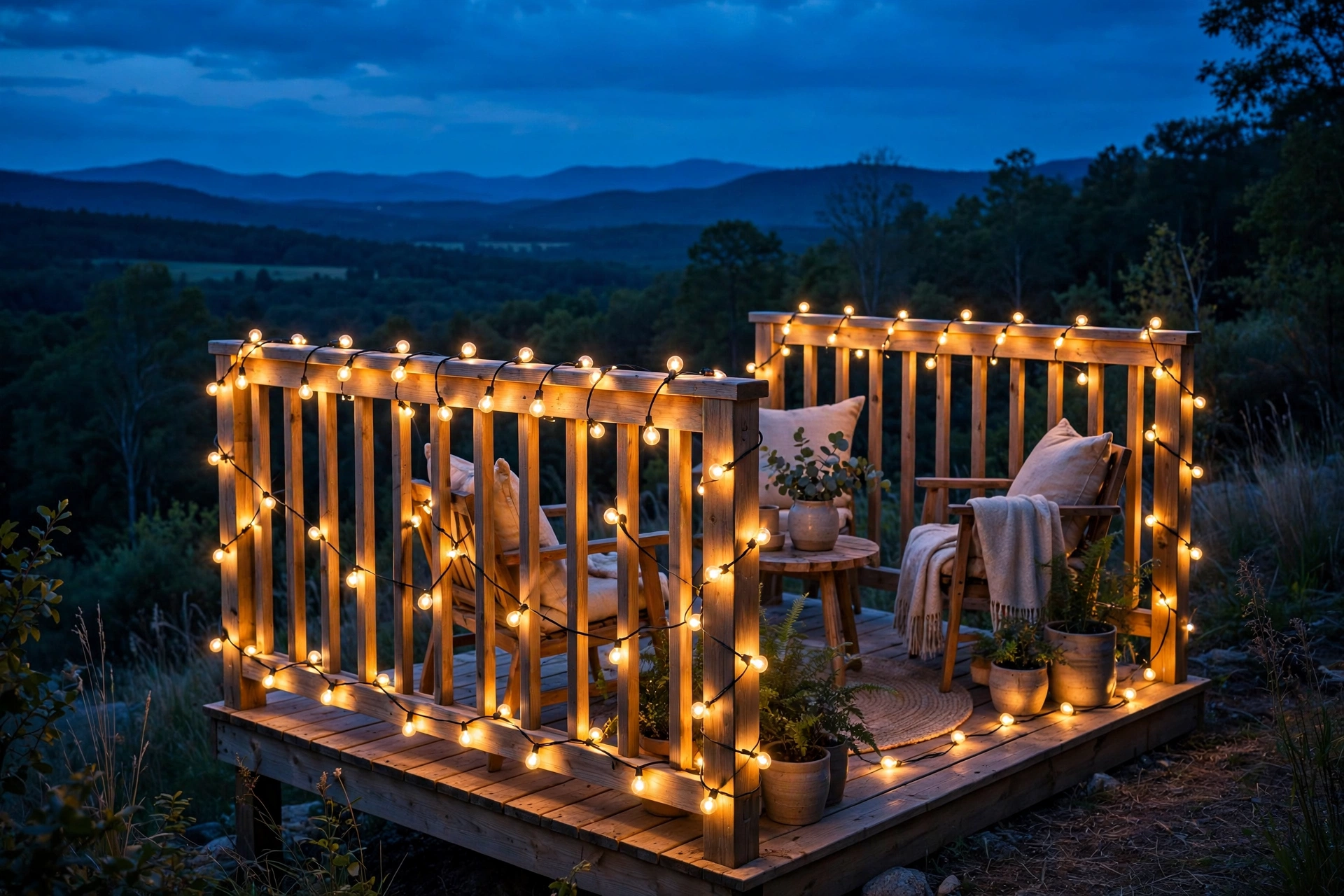 Run lights along the deck railing