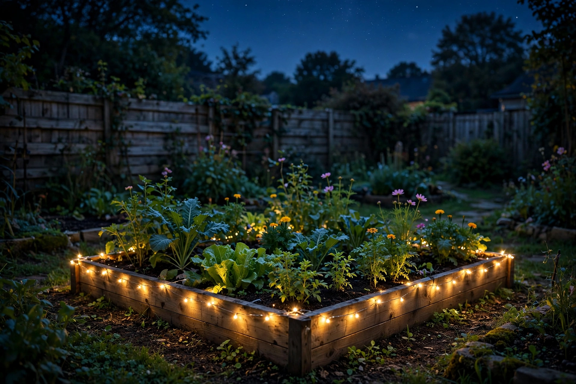 Outline a raised garden bed