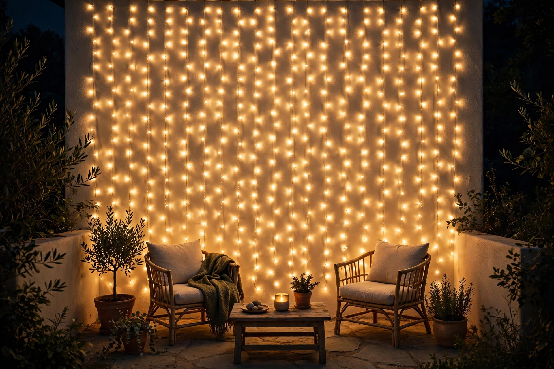 Curtain Lights on a Bare Wall