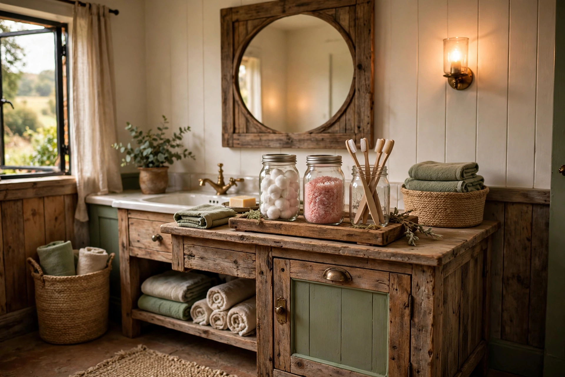Organize the vanity with mason jars
