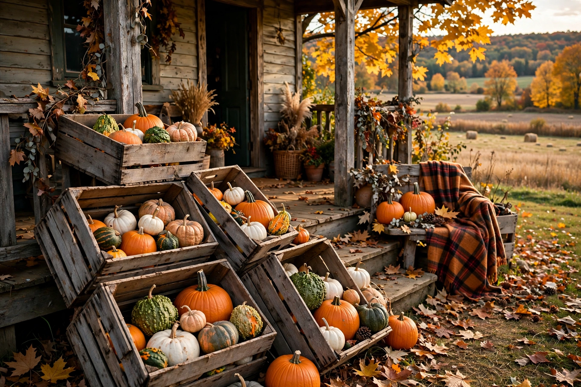 Wooden Crate Pumpkin Arrangement