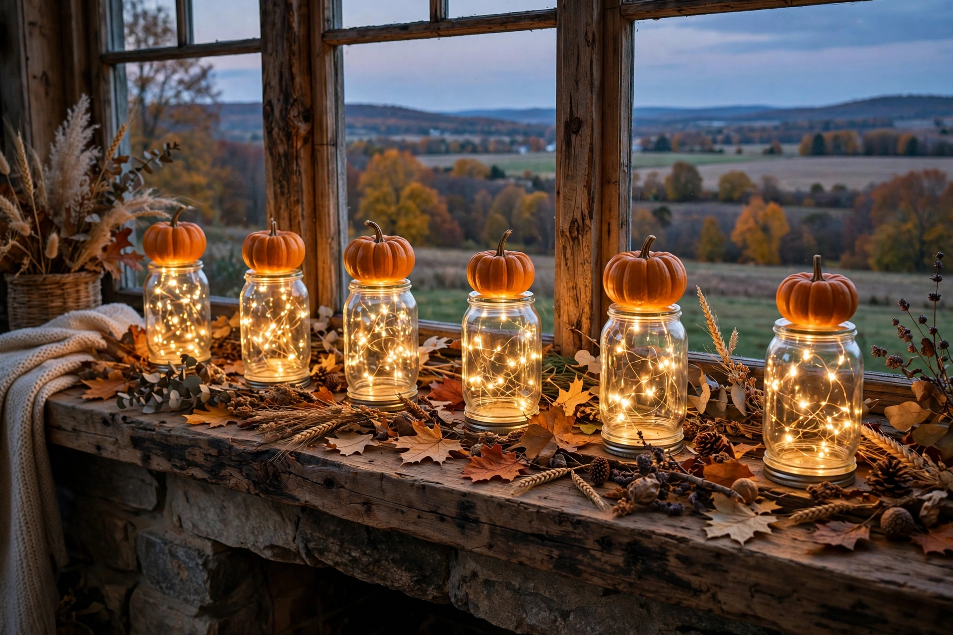 Mason Jar Pumpkin Lanterns