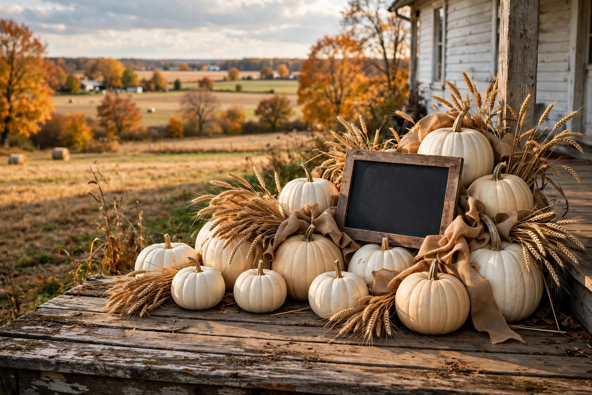 Chalkboard Sign Pumpkin Vignette