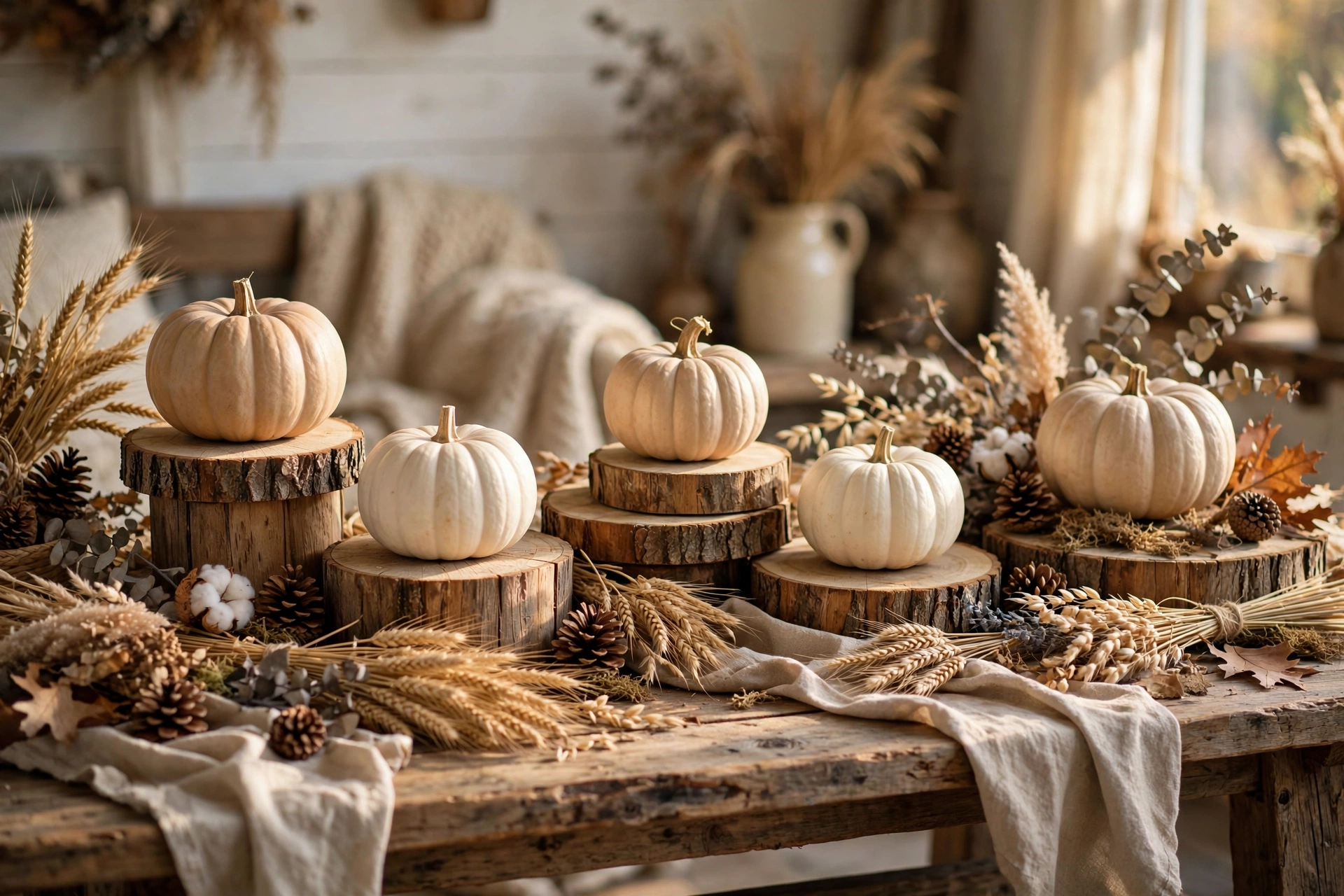 Wood Slice Pumpkin Stands