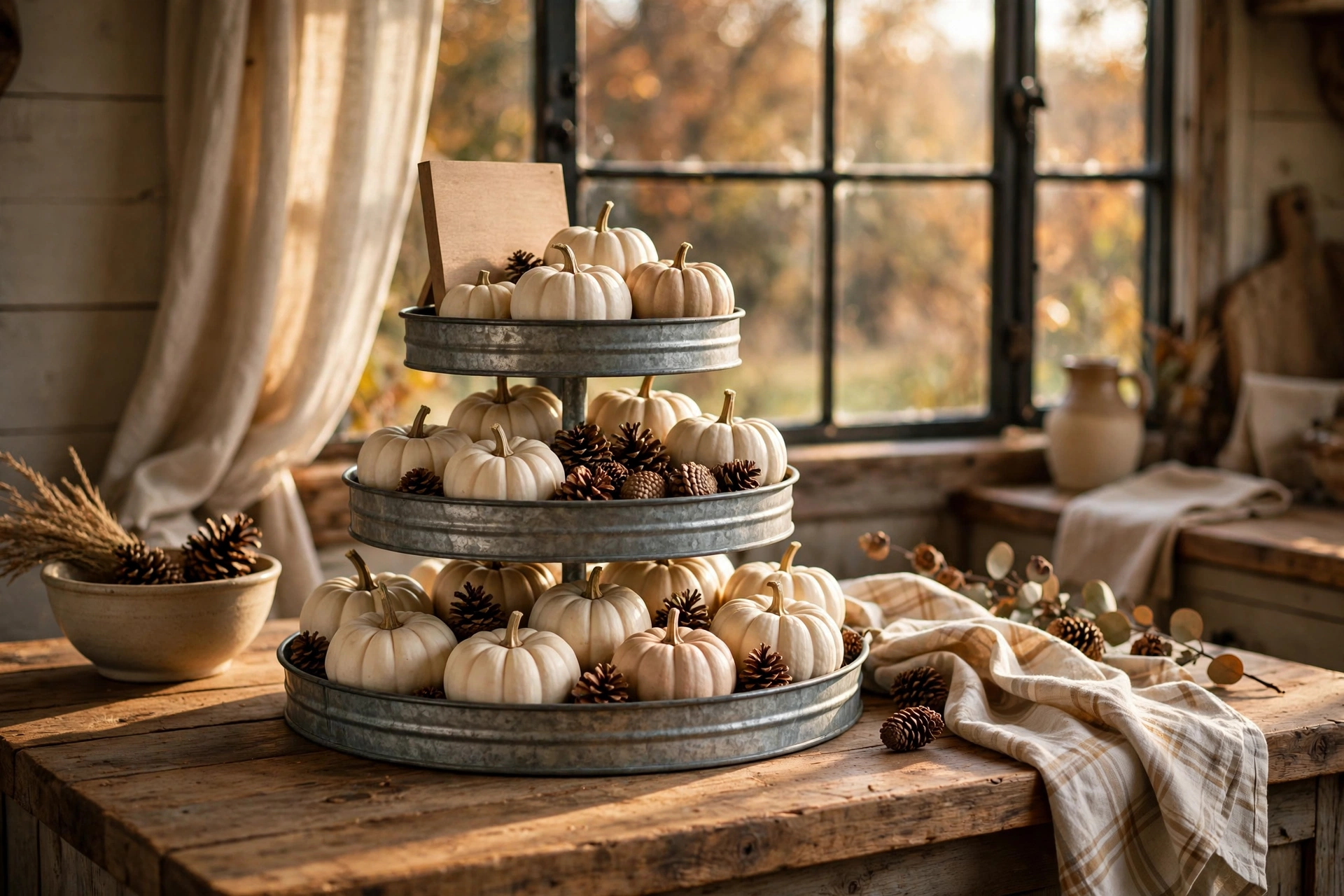 Farmhouse Tiered Tray Pumpkins