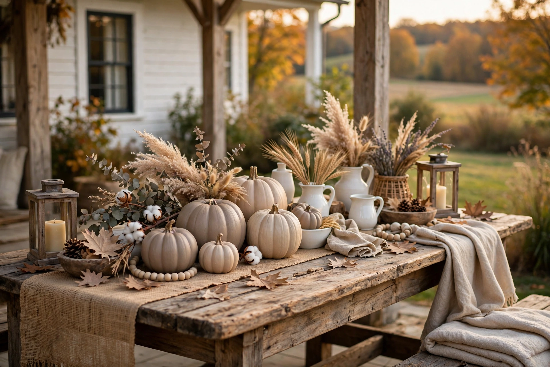 Neutral Beige Painted Pumpkins