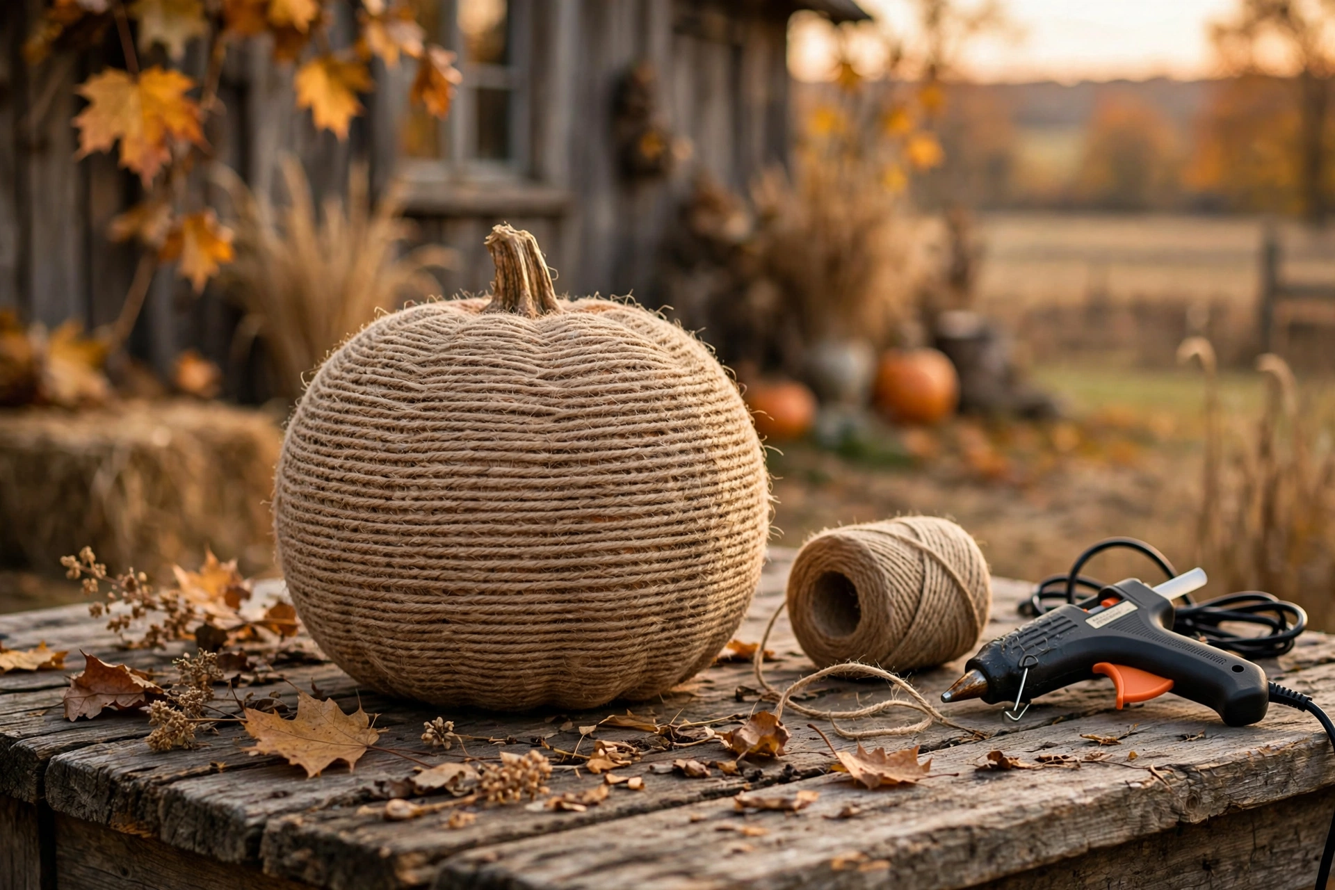 Twine-Wrapped Pumpkins