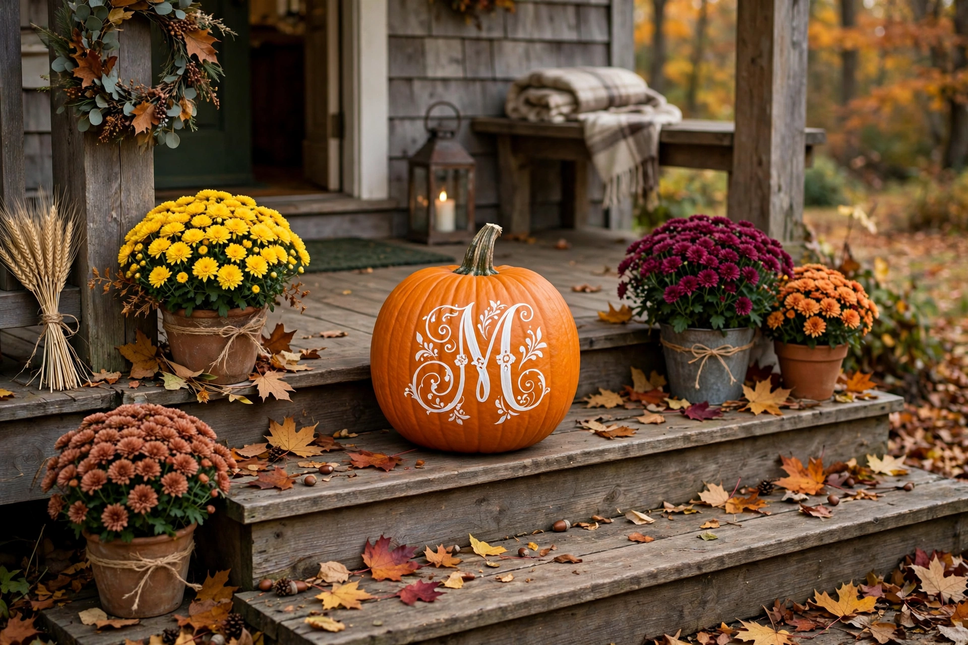 Stenciled Monogram Pumpkins