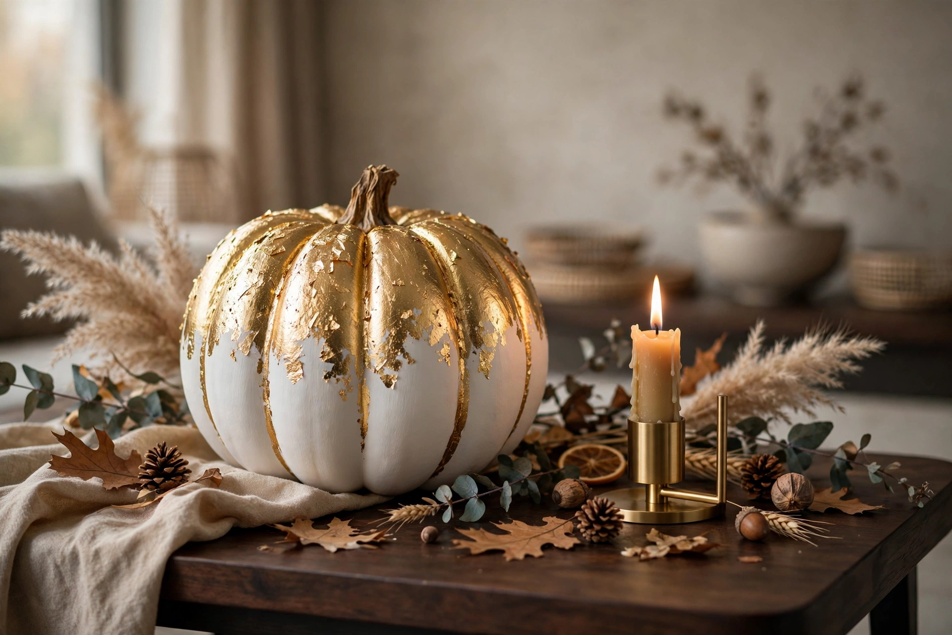 Gold-Leaf Accent Pumpkins