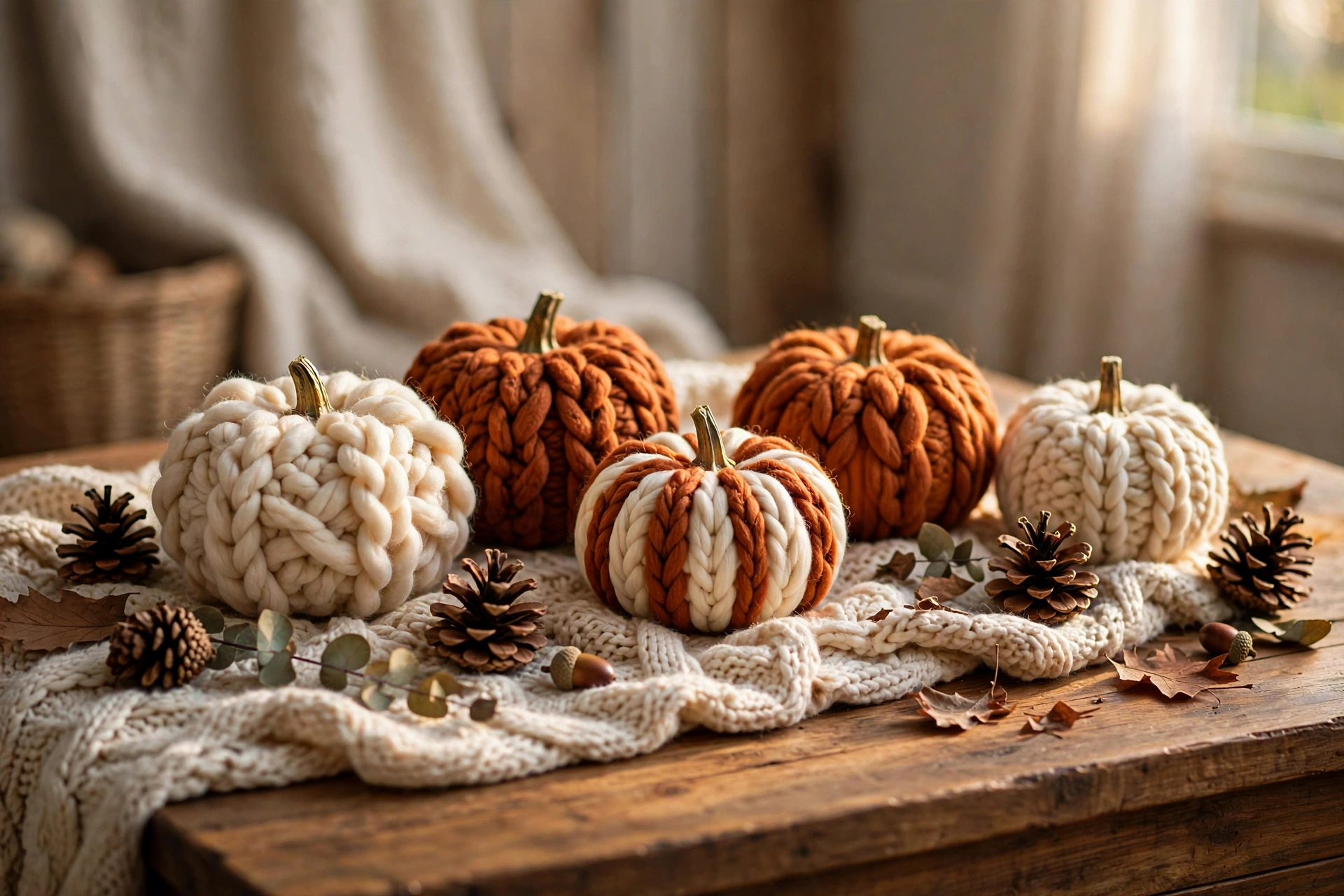 Yarn-Wrapped Pumpkins