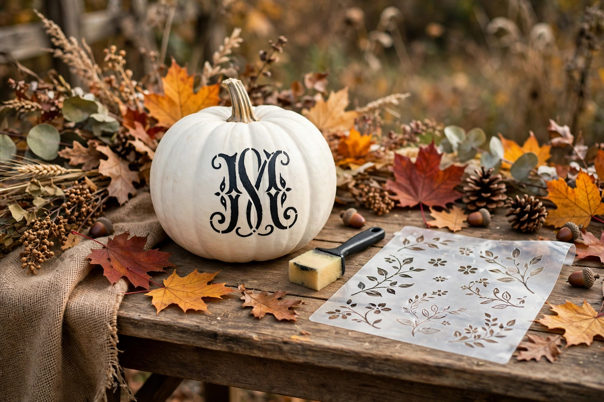 Stenciled Monogram Pumpkins