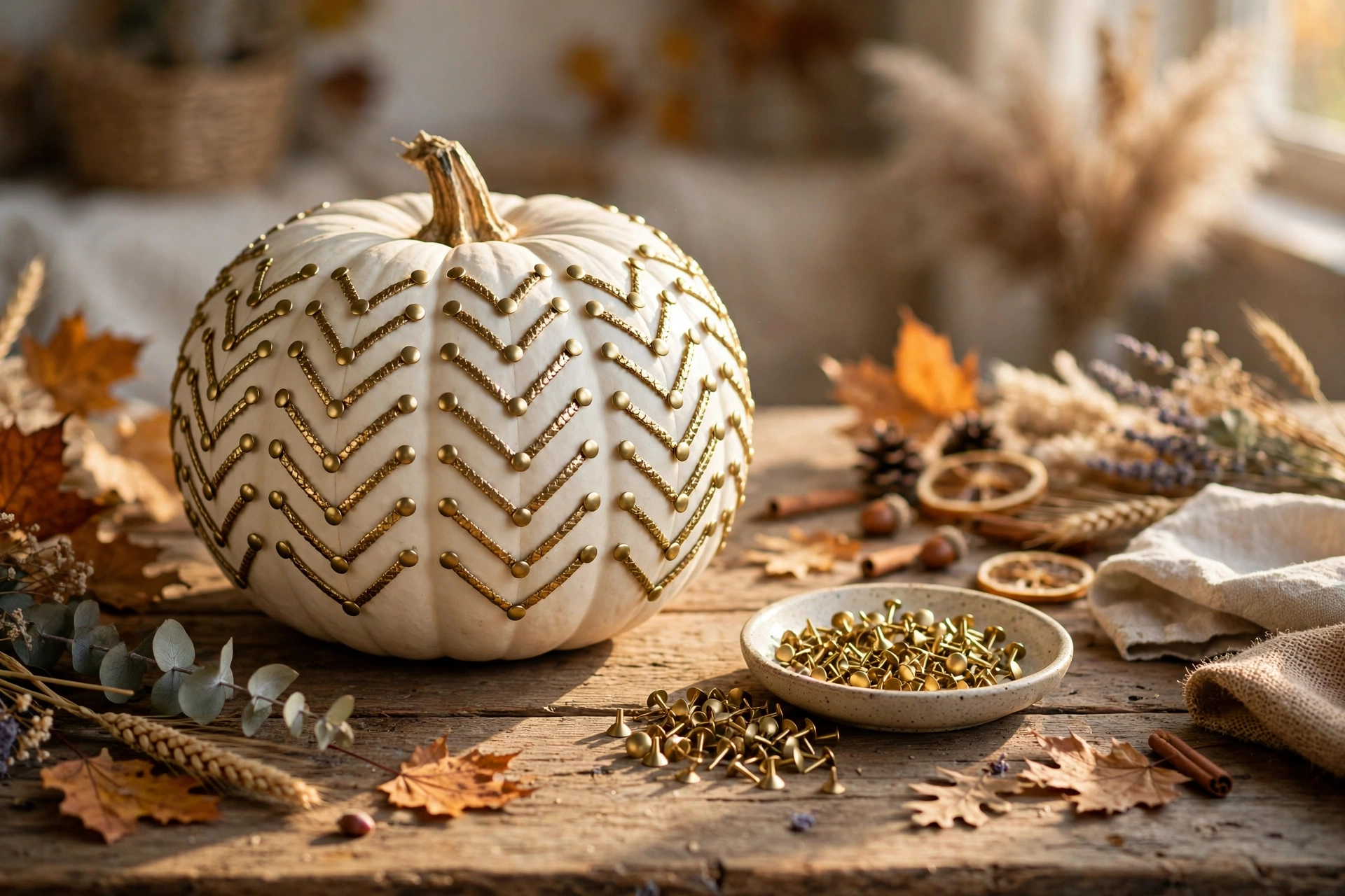 Thumbtack-Studded Pumpkins