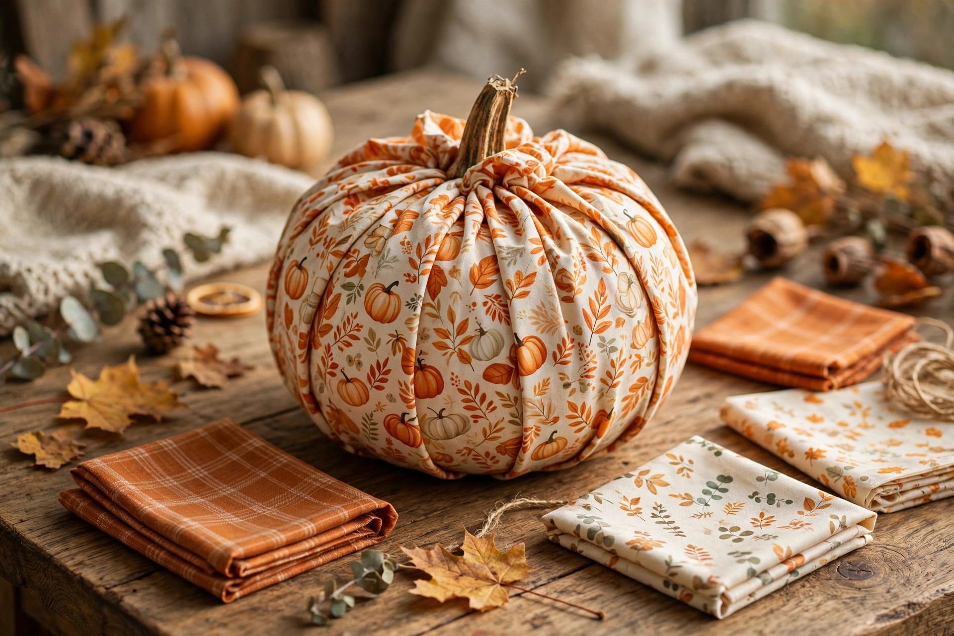 Fabric-Wrapped Pumpkins