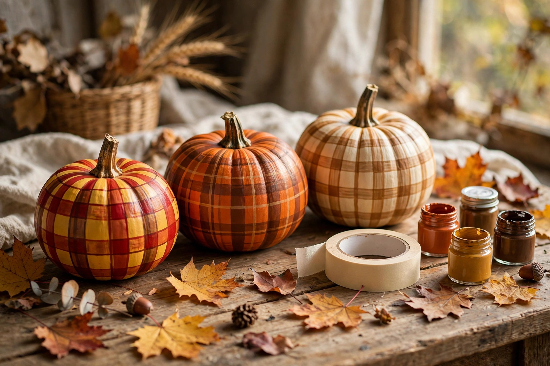 Painted Plaid Pumpkins