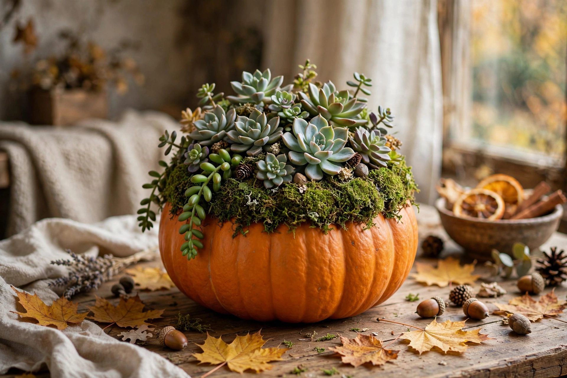 Succulent-Topped Pumpkins