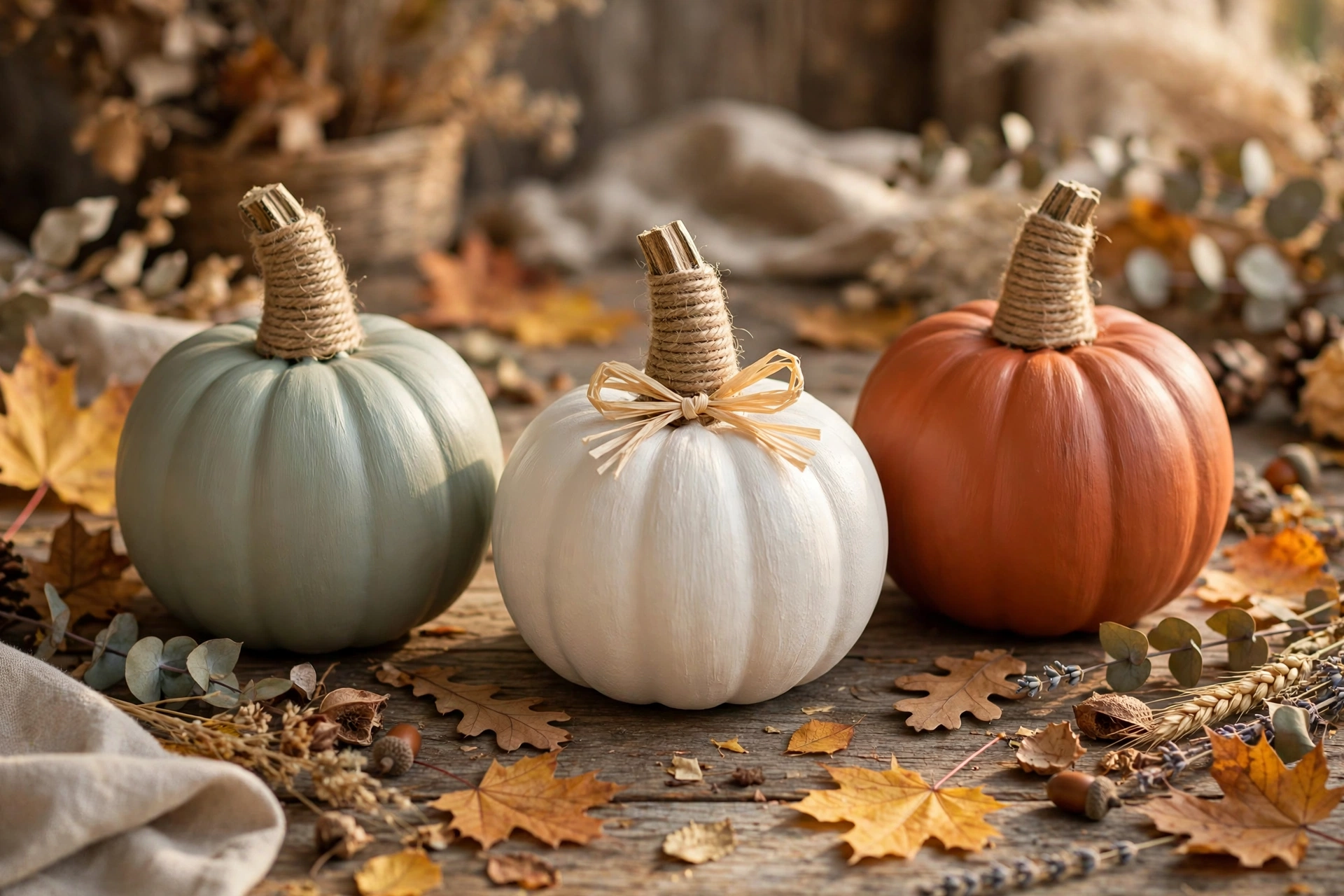 Twine-Wrapped Stem Pumpkins