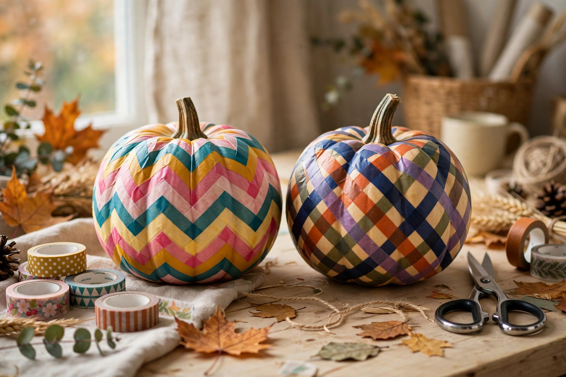 Washi-Tape Striped Pumpkins