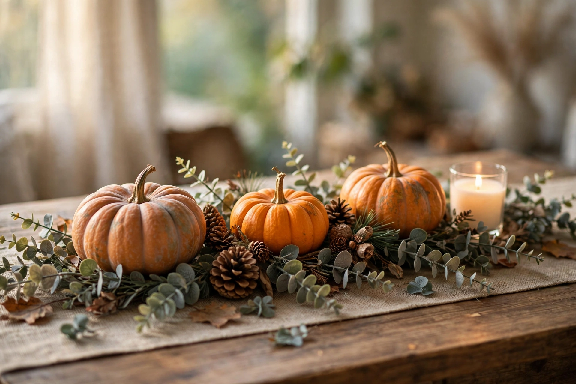 Eucalyptus Garland Pumpkin Centerpiece