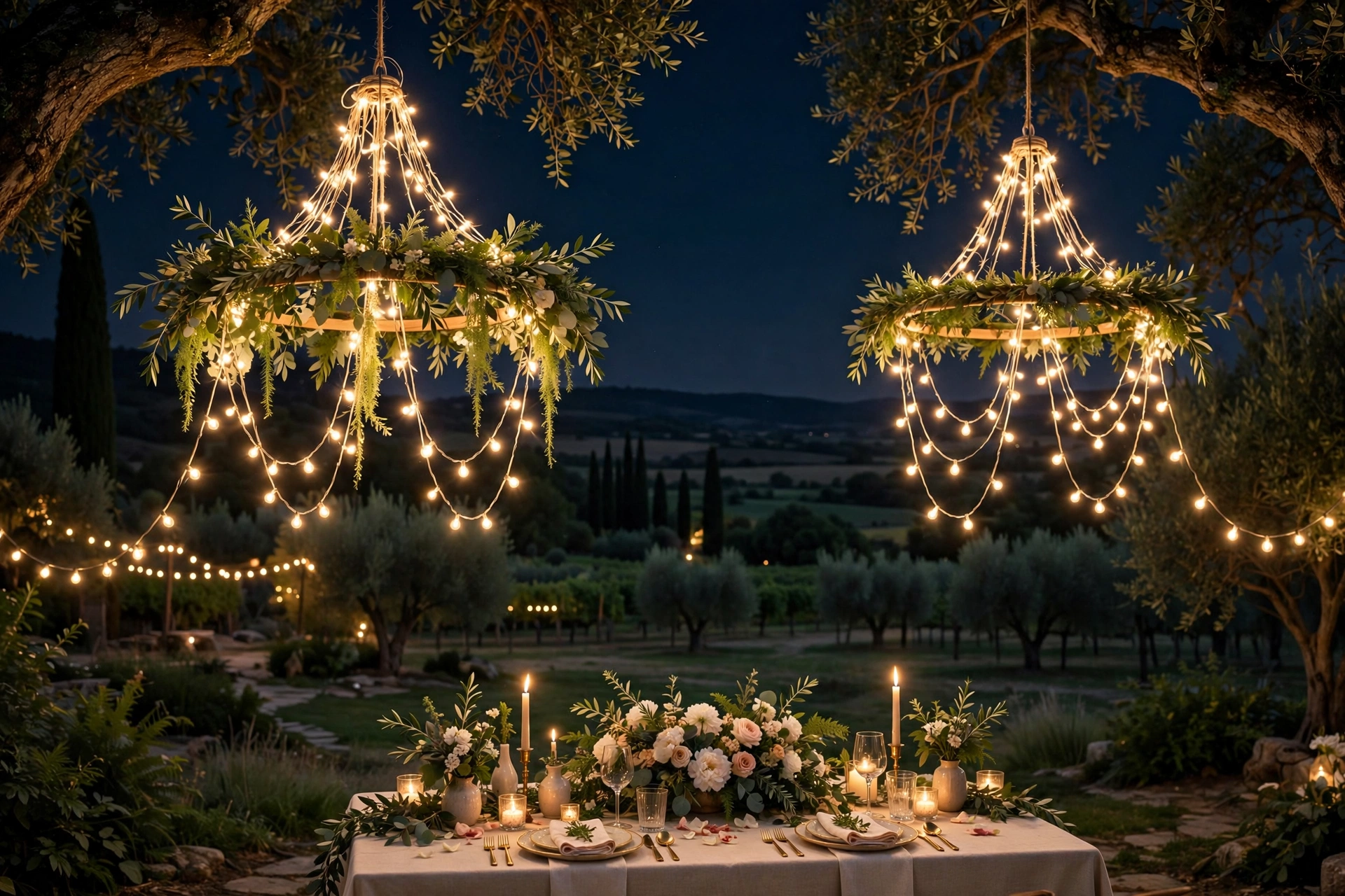 DIY String Light Chandeliers