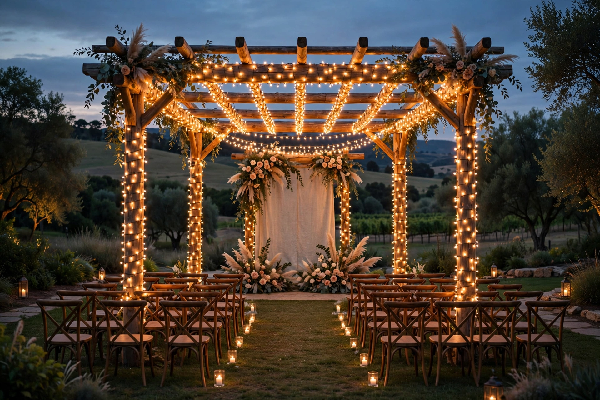 Light-Wrapped Pergola or Gazebo
